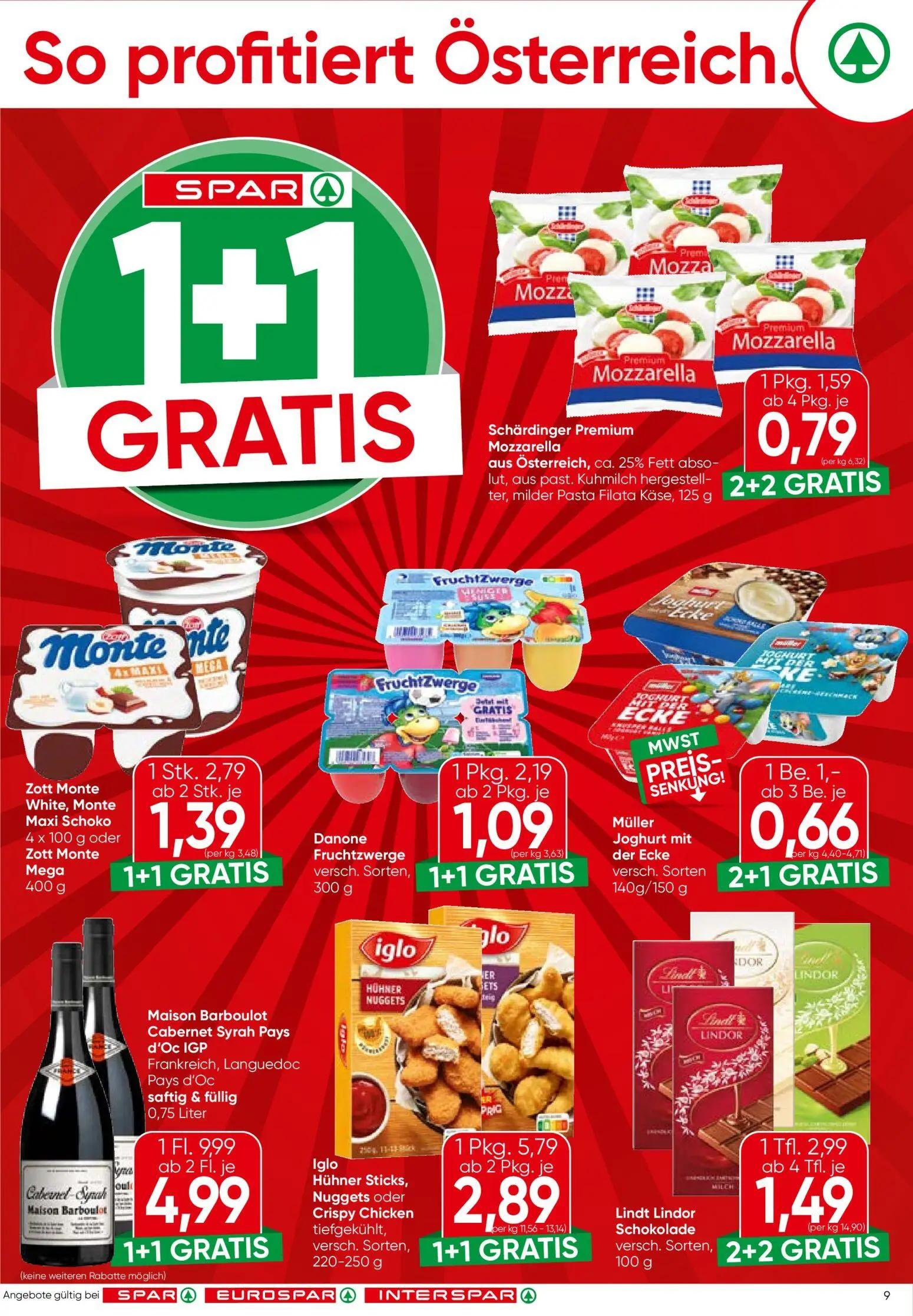 Spar Prospekt, Seite 9 von 16 — Maison Barboulot Cabernet Syrah Pays d'Oc IGP, Iglo Hühner Sticks, Nuggets oder Crispy Chick…