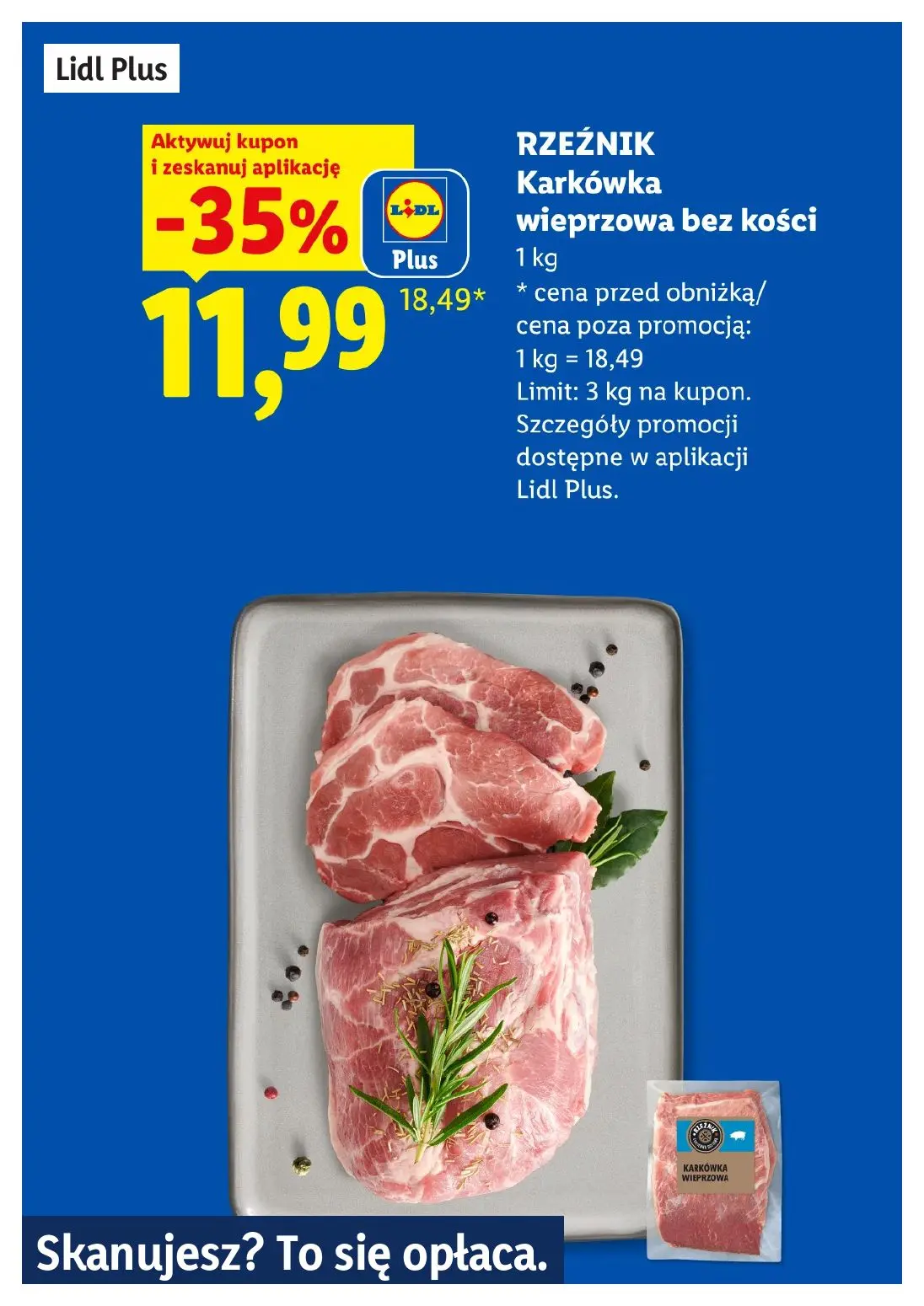 Lidl gazetka, strona 5 z 30 — RZEŹNIK Karkówka wieprzowa bez kości