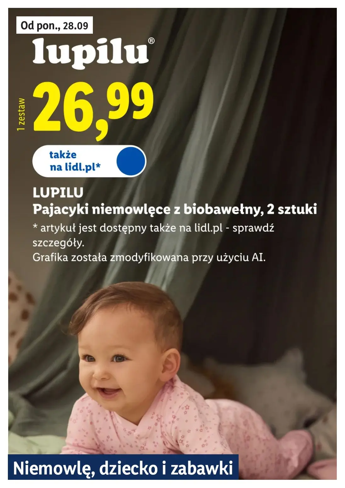 Lidl gazetka, strona 12 z 30 — Pajacyki niemowlęce z biobawełny, 2 sztuki
