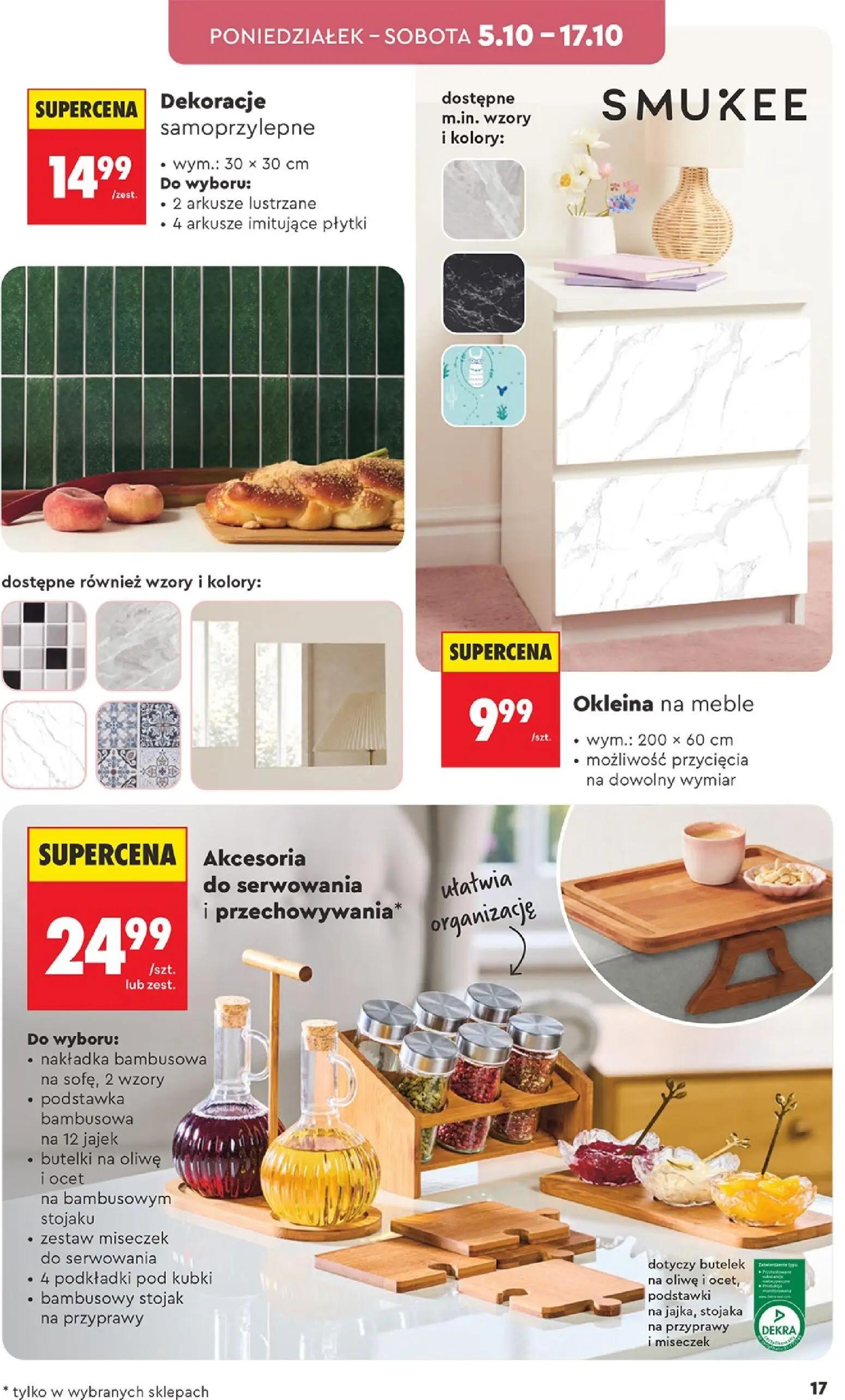 Biedronka gazetka, strona 17 z 44 — Dekoracje samoprzylepne, Okleina na meble, Akcesoria do serwowania i przechowywania