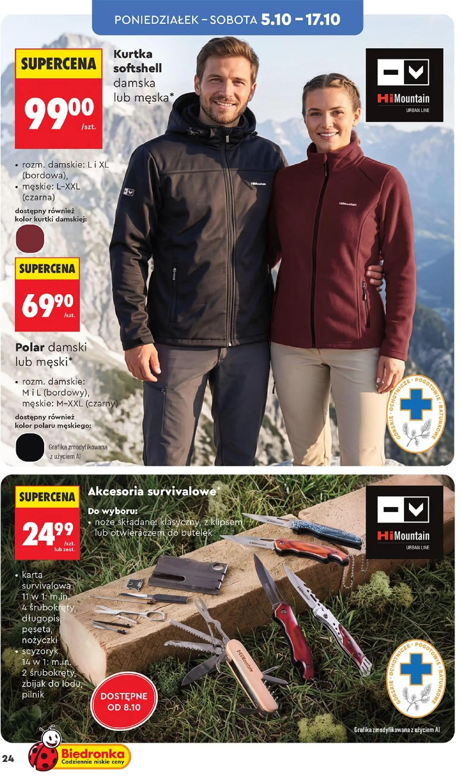 Biedronka gazetka, strona 24 z 44 — Kurtka softshell damska lub męska*, Polar damski lub męski*, Akcesoria survivalowe