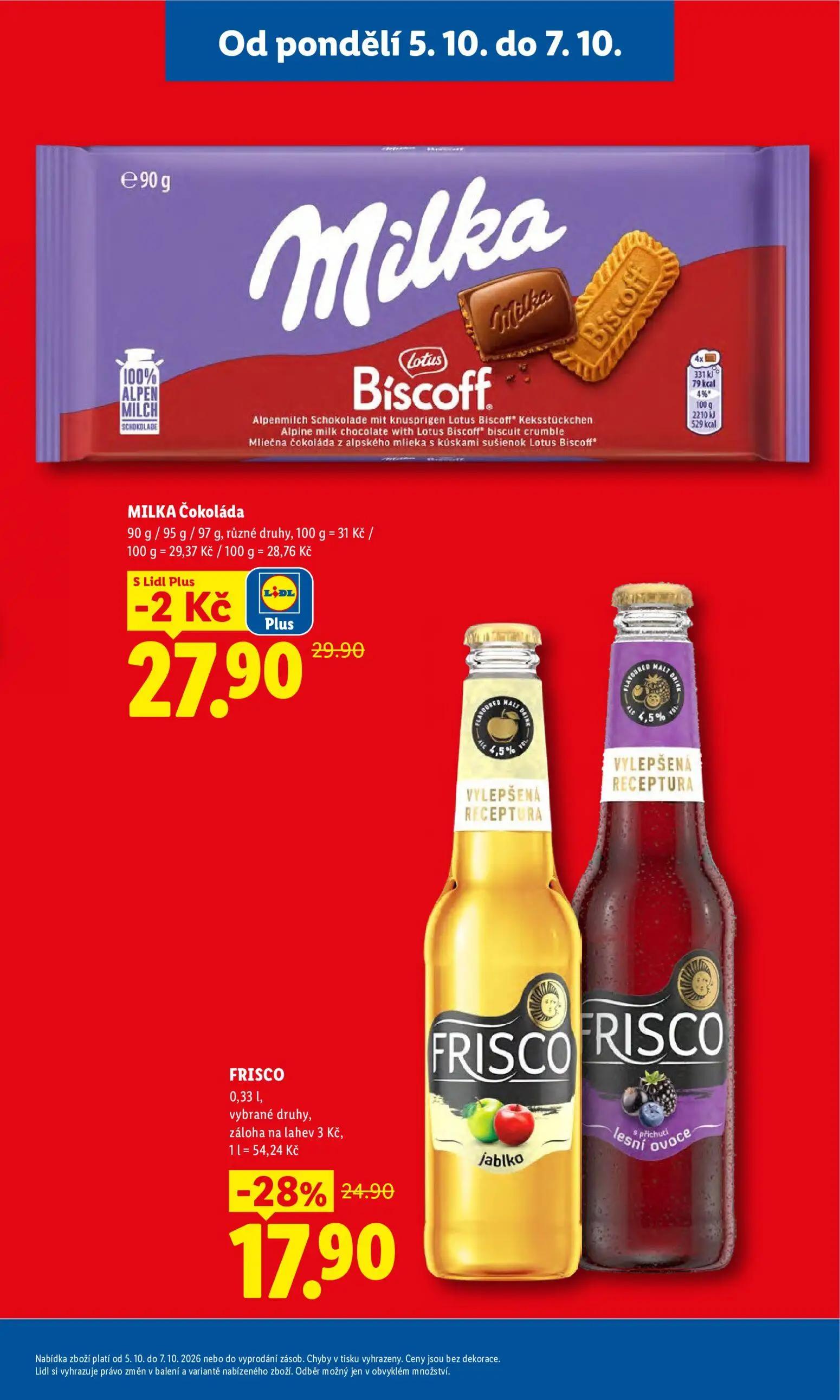 Lidl leták, strana 9 z 53 — FRISCO, MILKA Čokoláda