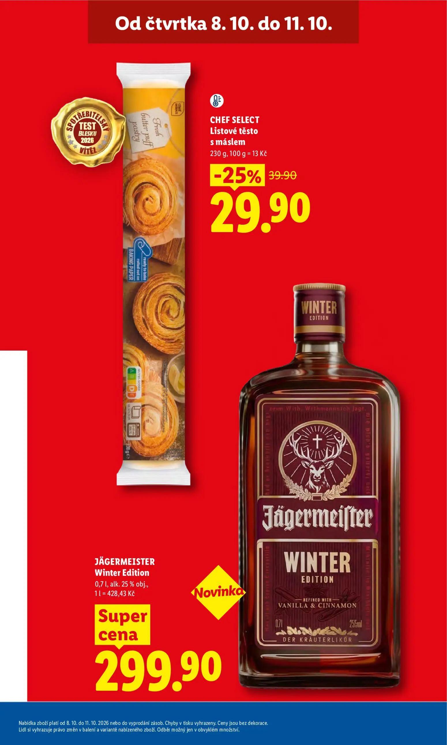 Lidl leták, strana 9 z 52 — Listové těsto s máslem, Jägermeister Winter Edition
