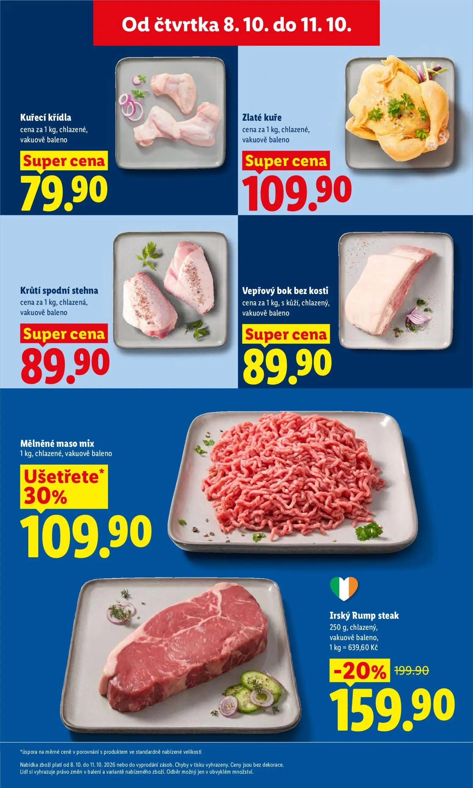 Lidl leták, strana 19 z 52 — Mělněné maso mix, Irský Rump steak, Kuřecí křídla