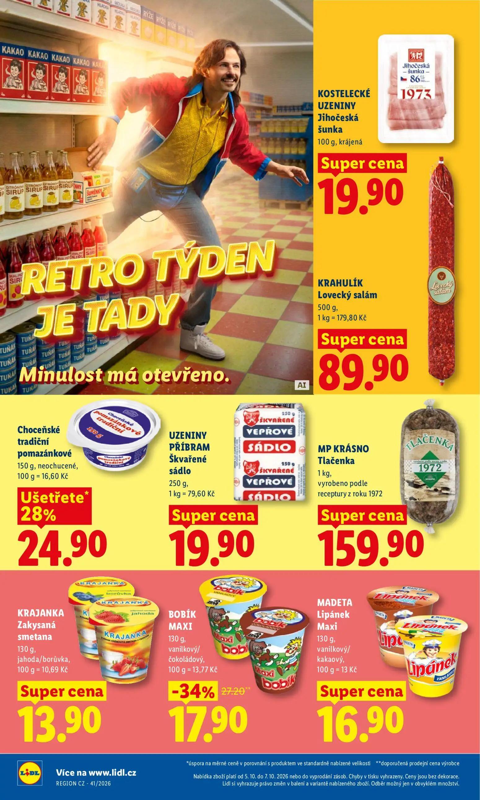 Lidl leták, strana 22 z 53 — Choceňské tradiční pomazánkové, BOBÍK MAXI vanilkový/čokoládový, Jihočeská šunka