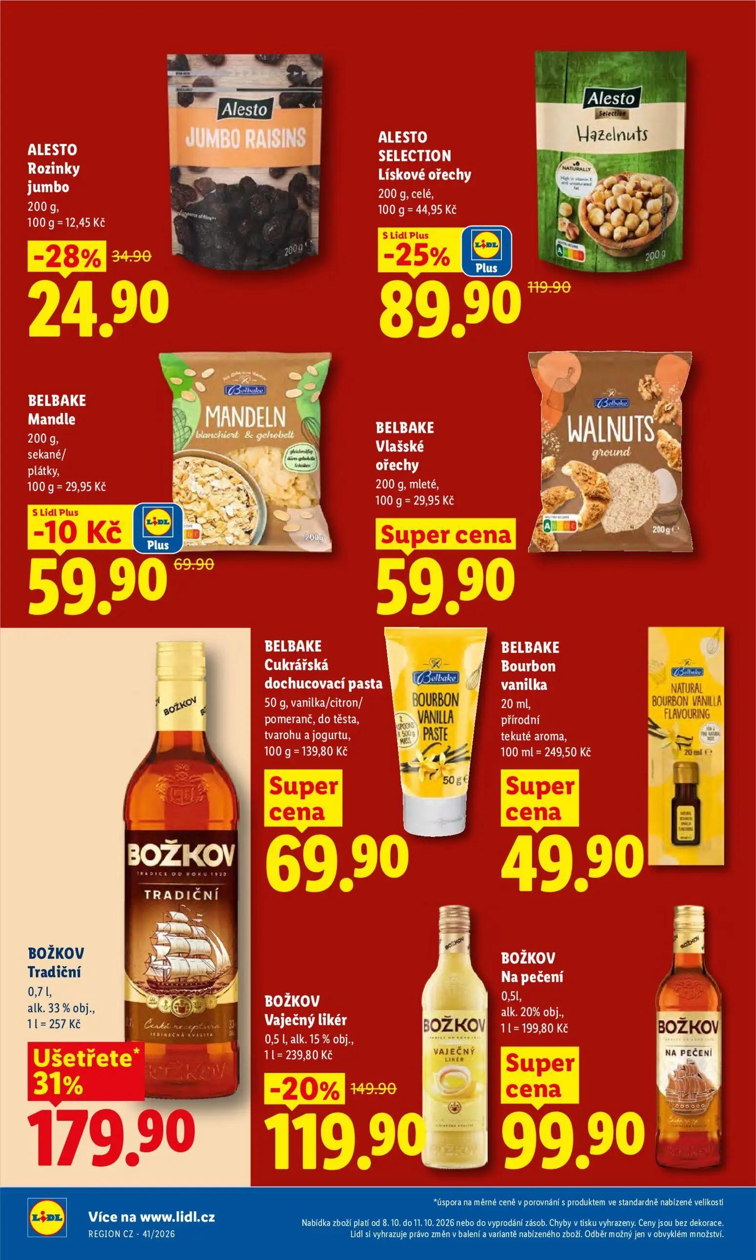 Lidl leták, strana 22 z 52 — BOŽKOV Tradiční, ALESTO SELECTION Lískové ořechy, BOŽKOV Vaječný likér