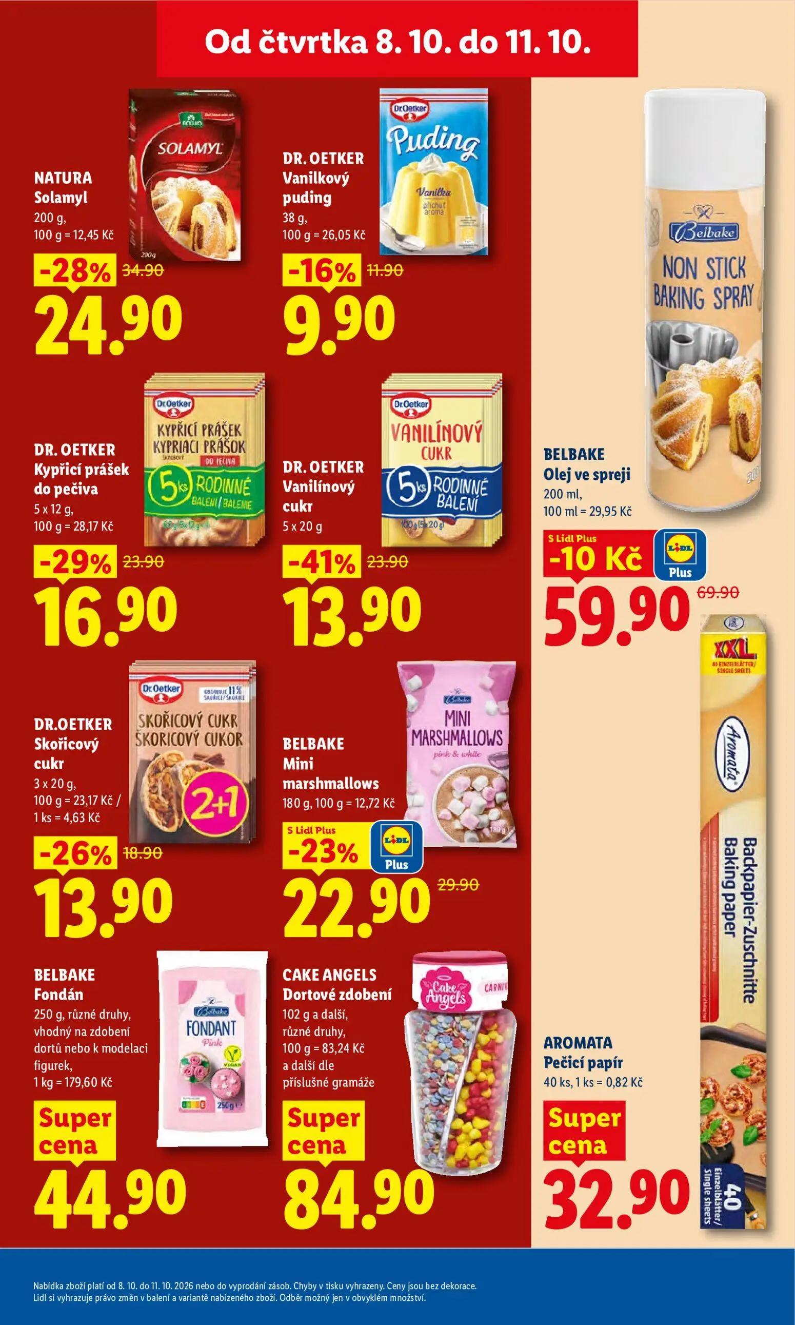 Lidl leták, strana 23 z 52 — NATURA Solamyl, DR. OETKER Vanilínový cukr, BELBAKE Olej ve spreji