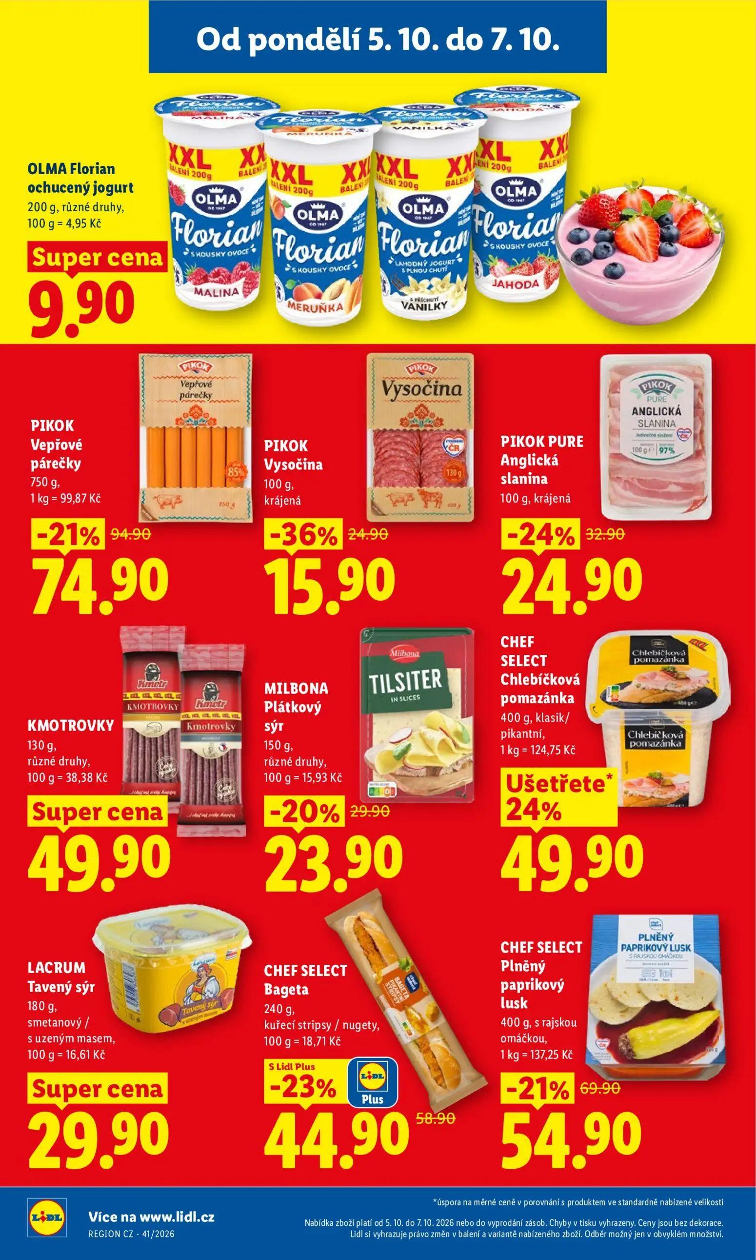 Lidl leták, strana 26 z 53 — PIKOK Vepřové párečky, CHEF SELECT Chlebíčková pomazánka, CHEF SELECT Plněný paprikový lusk