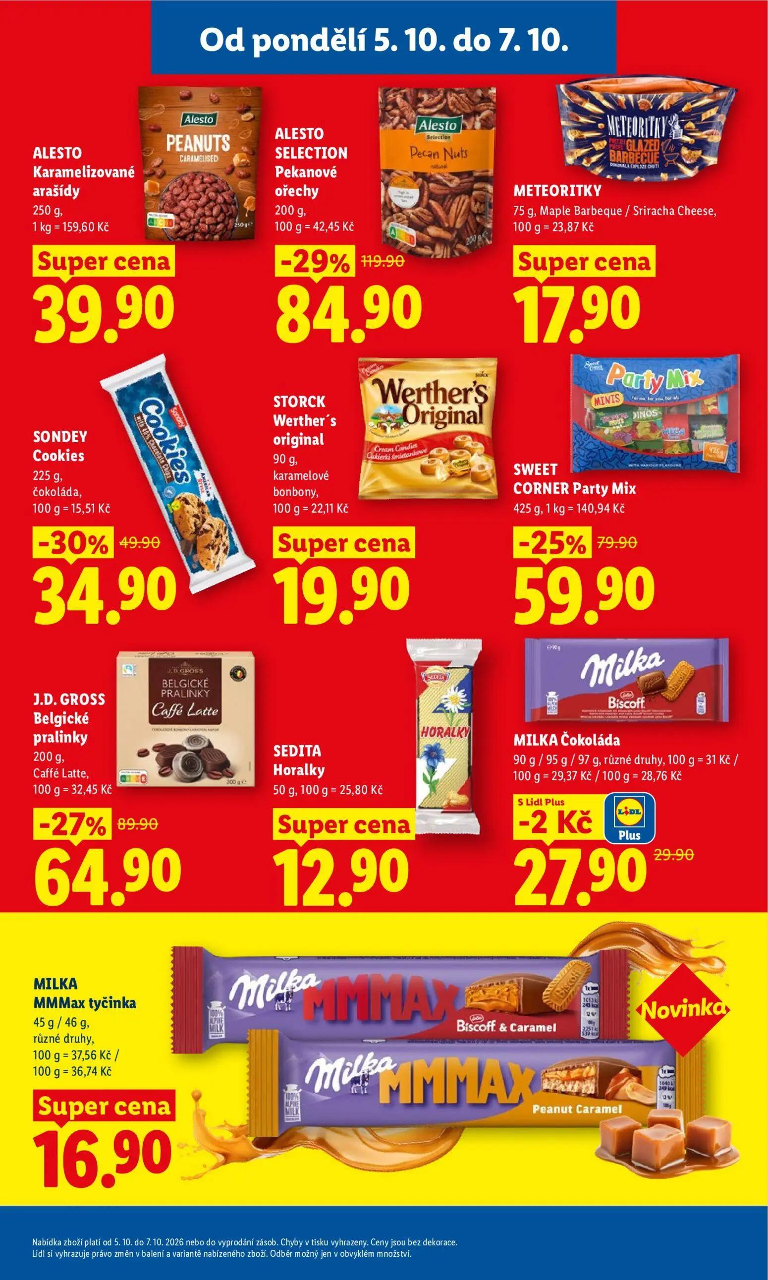 Lidl leták, strana 27 z 53 — ALESTO SELECTION Pekanové ořechy, J.D. GROSS Belgické pralinky Caffé Latte, SWEET CORNER Party …