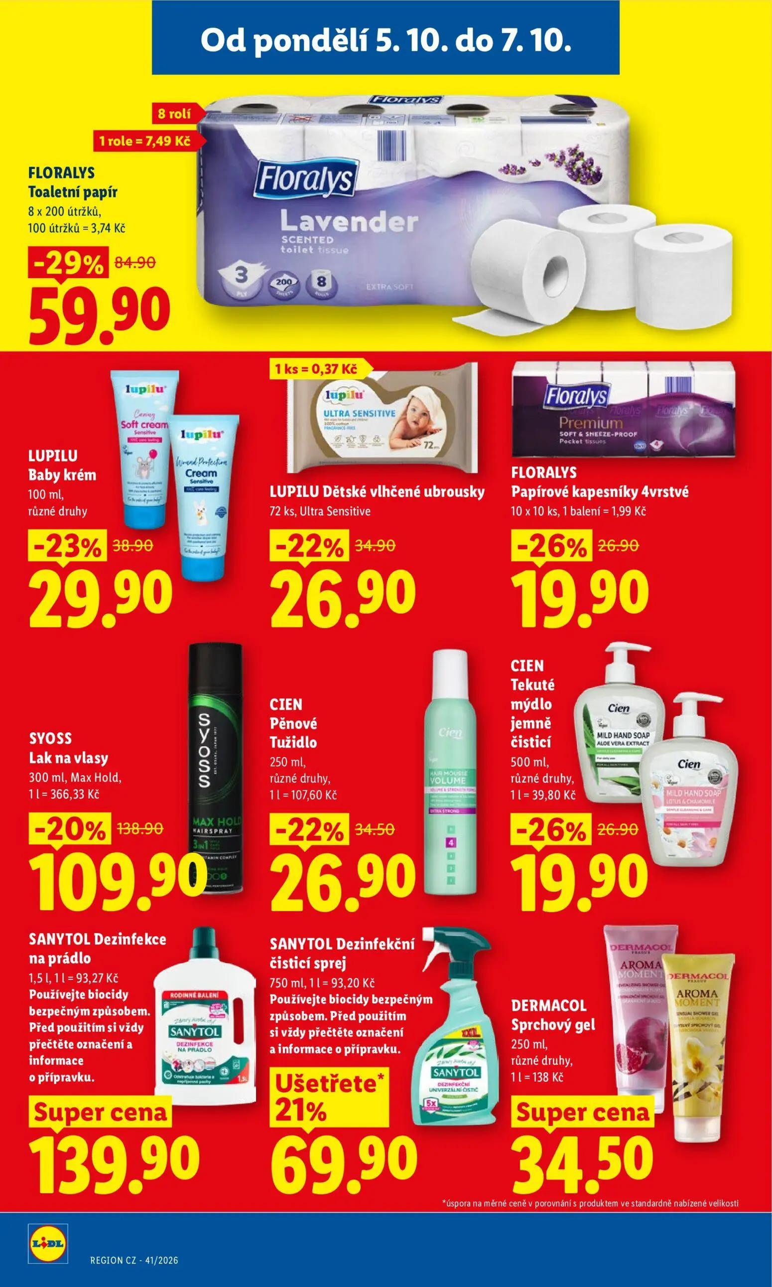 Lidl leták, strana 31 z 53 — SYOSS Lak na vlasy, Toaletní papír, SANYTOL Dezinfekční čisticí sprej