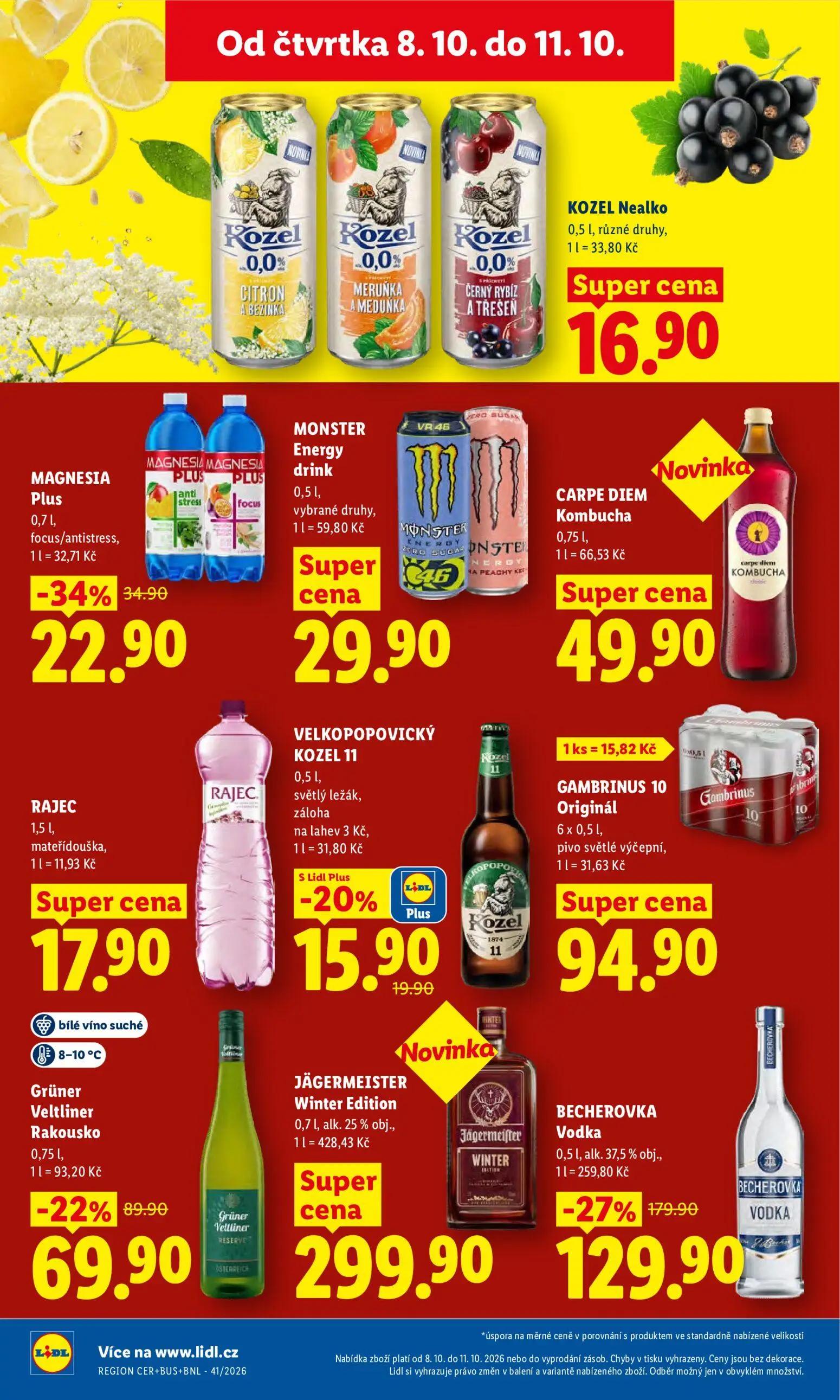 Lidl leták, strana 31 z 52 — BECHEROVKA Vodka, Grüner Veltliner Rakousko, MAGNESIA Plus