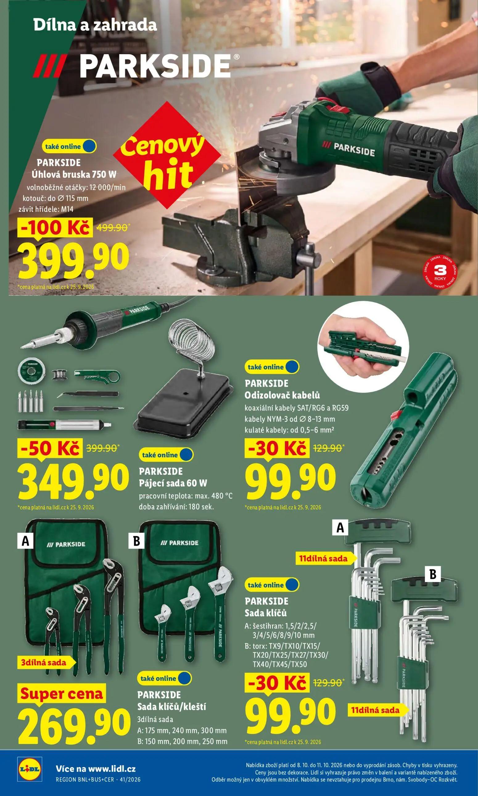 Lidl leták, strana 40 z 52 — Úhlová bruska 750 W, Pájecí sada 60 W, Odizolovač kabelů