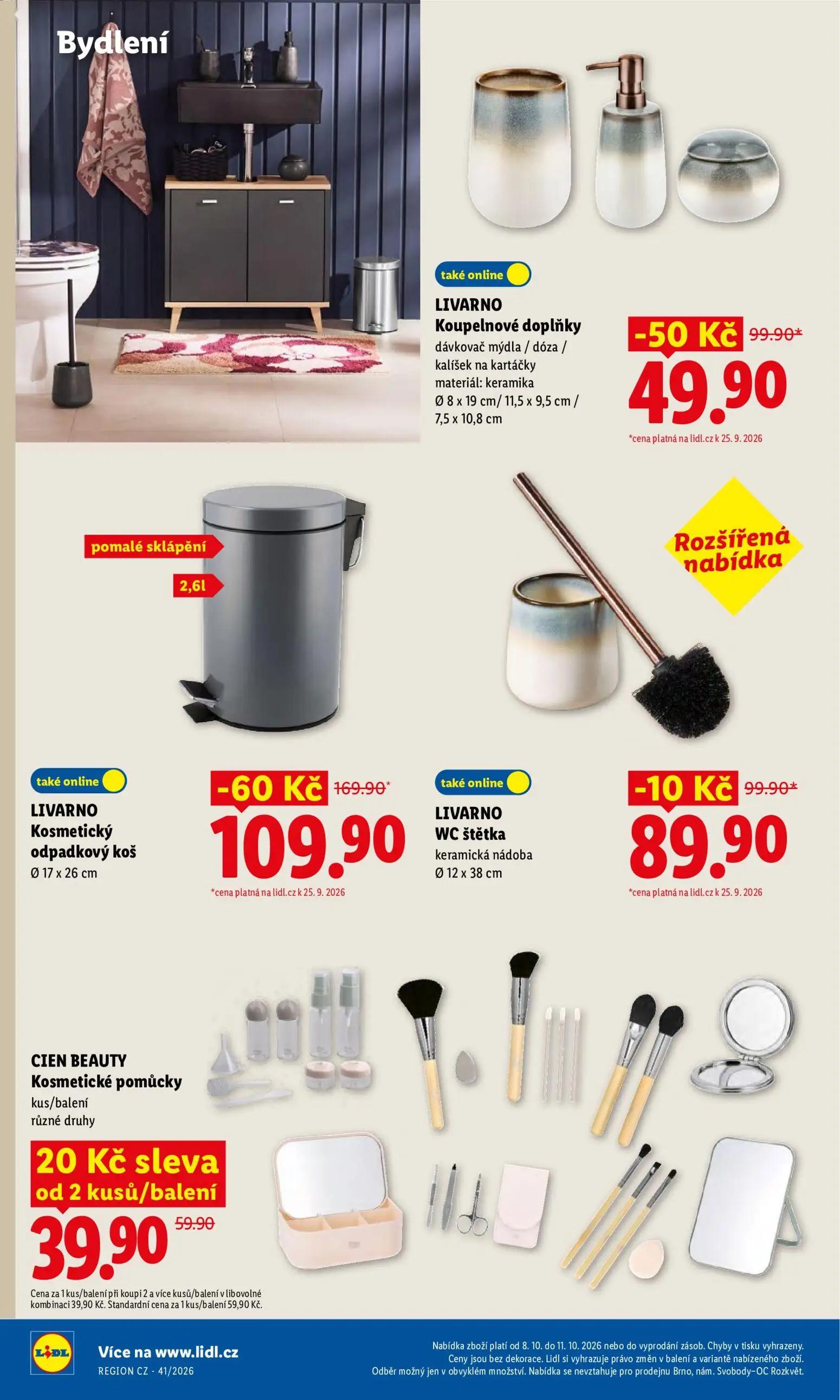 Lidl leták, strana 44 z 52 — LIVARNO Kosmetický odpadkový koš, LIVARNO Koupelnové doplňky dávkovač mýdla / dóza / kalíšek na…