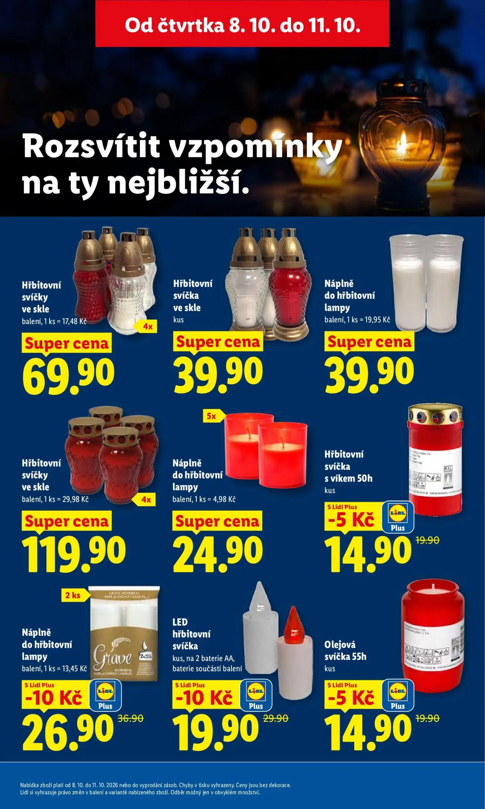 Lidl leták, strana 47 z 52 — Náplně do hřbitovní lampy, LED hřbitovní svíčka, Hřbitovní svíčka s víkem 50h