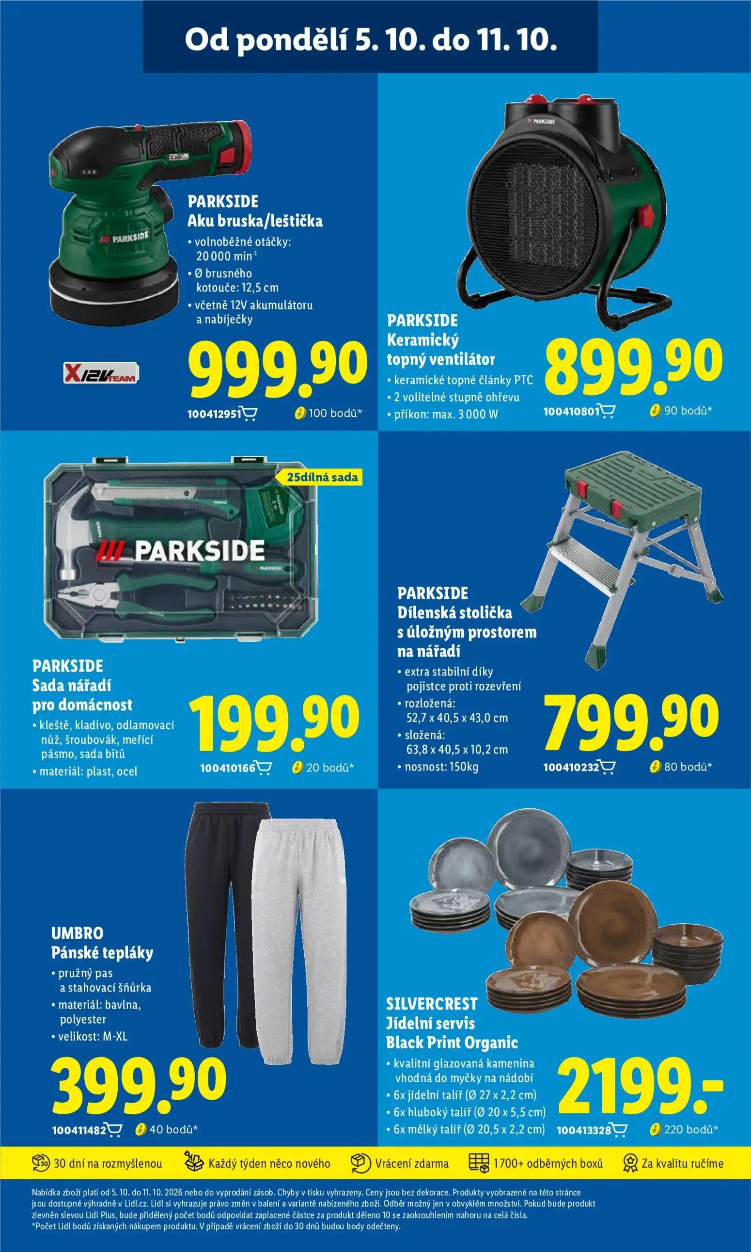 Lidl leták, strana 49 z 53 — PARKSIDE Aku bruska/leštička, PARKSIDE Keramický topný ventilátor, PARKSIDE Sada nářadí pro dom…