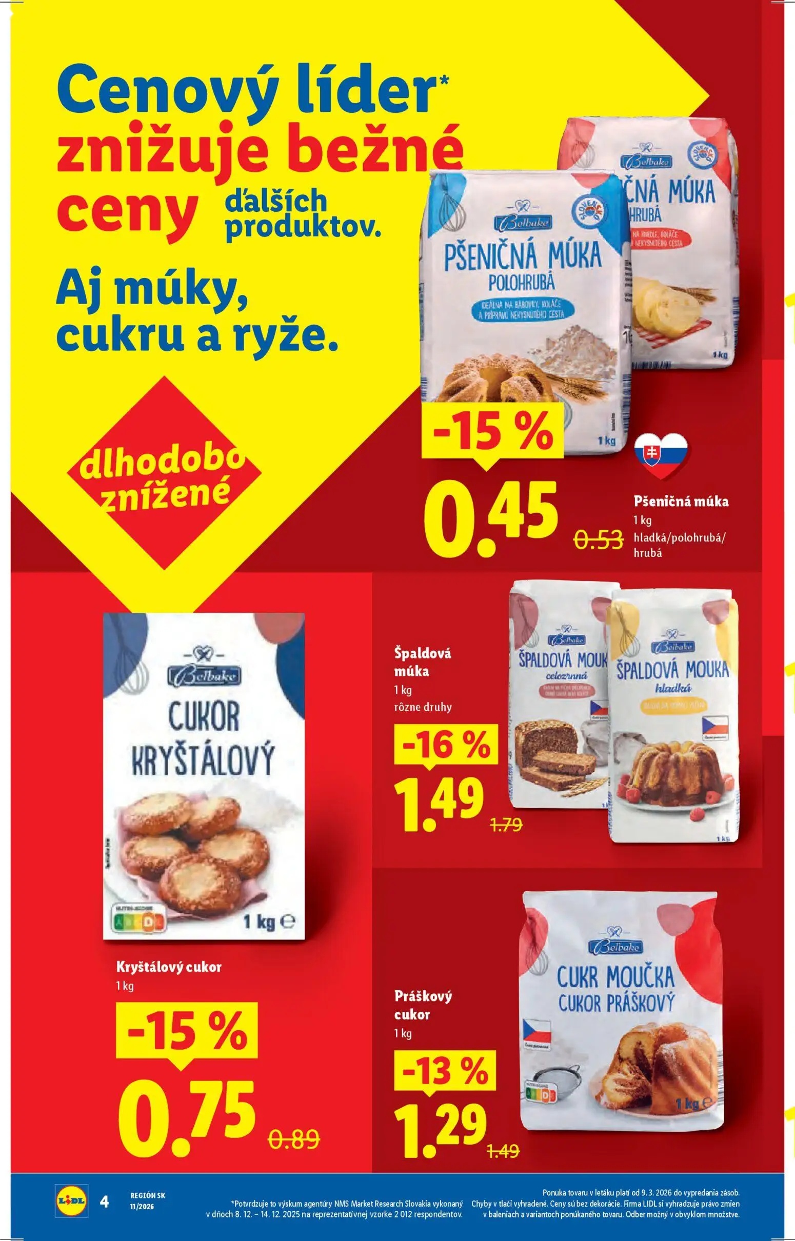 Lidl leták, strana 2 z 27 — Špaldová múka, Kryštálový cukor, Práškový cukor