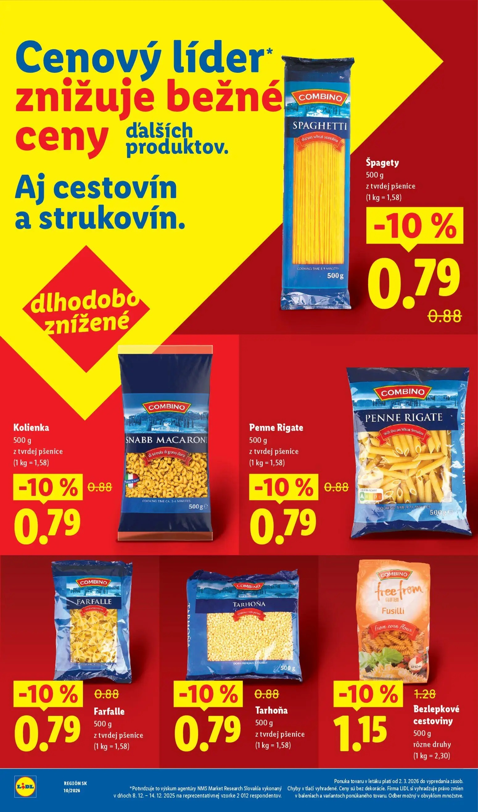 Lidl leták, strana 26 z 27 — Bezlepkové cestoviny, Špagety, Kolienka