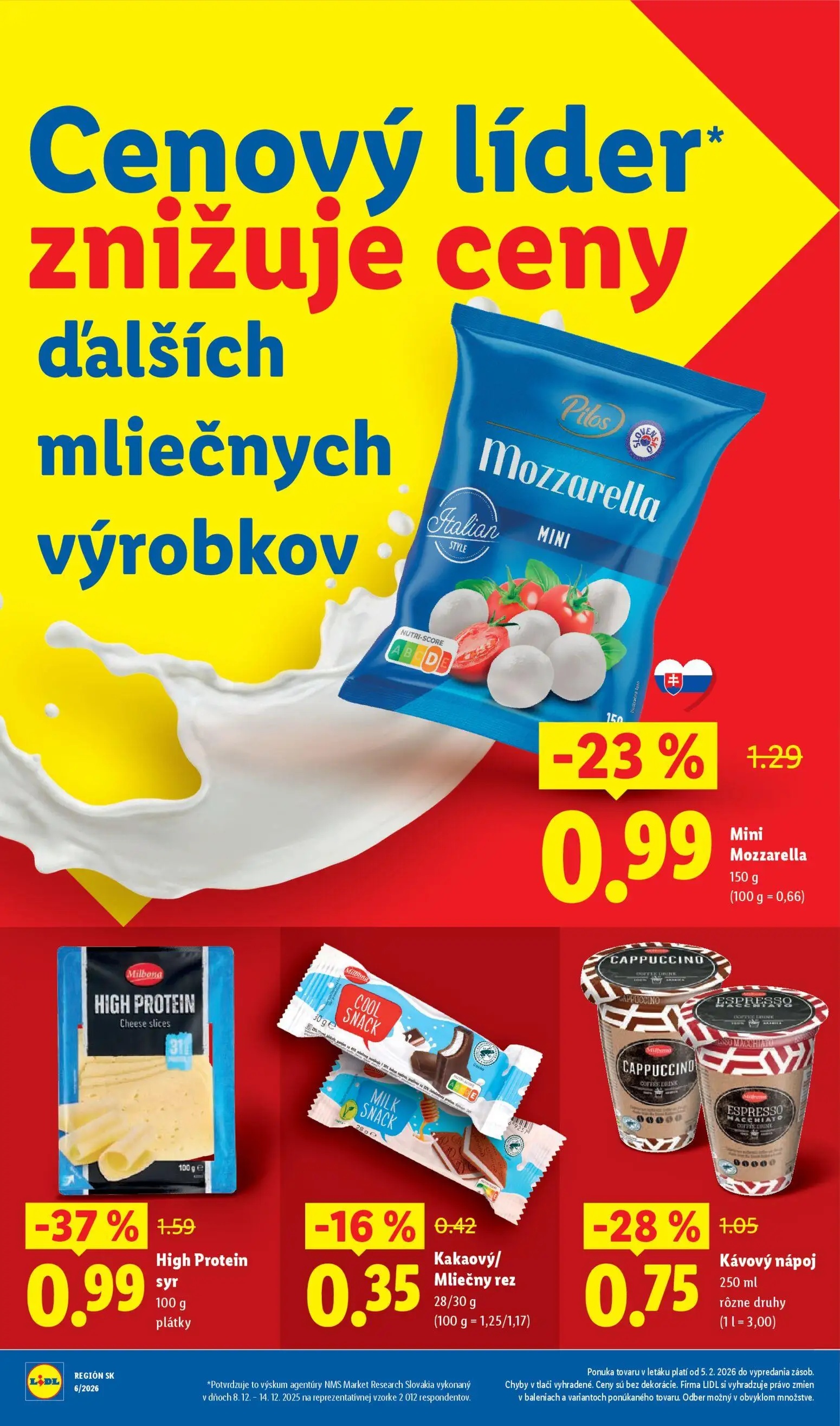 Lidl leták, strana 10 z 27 — High Protein syr plátky, Mini Mozzarella, Kávový nápoj