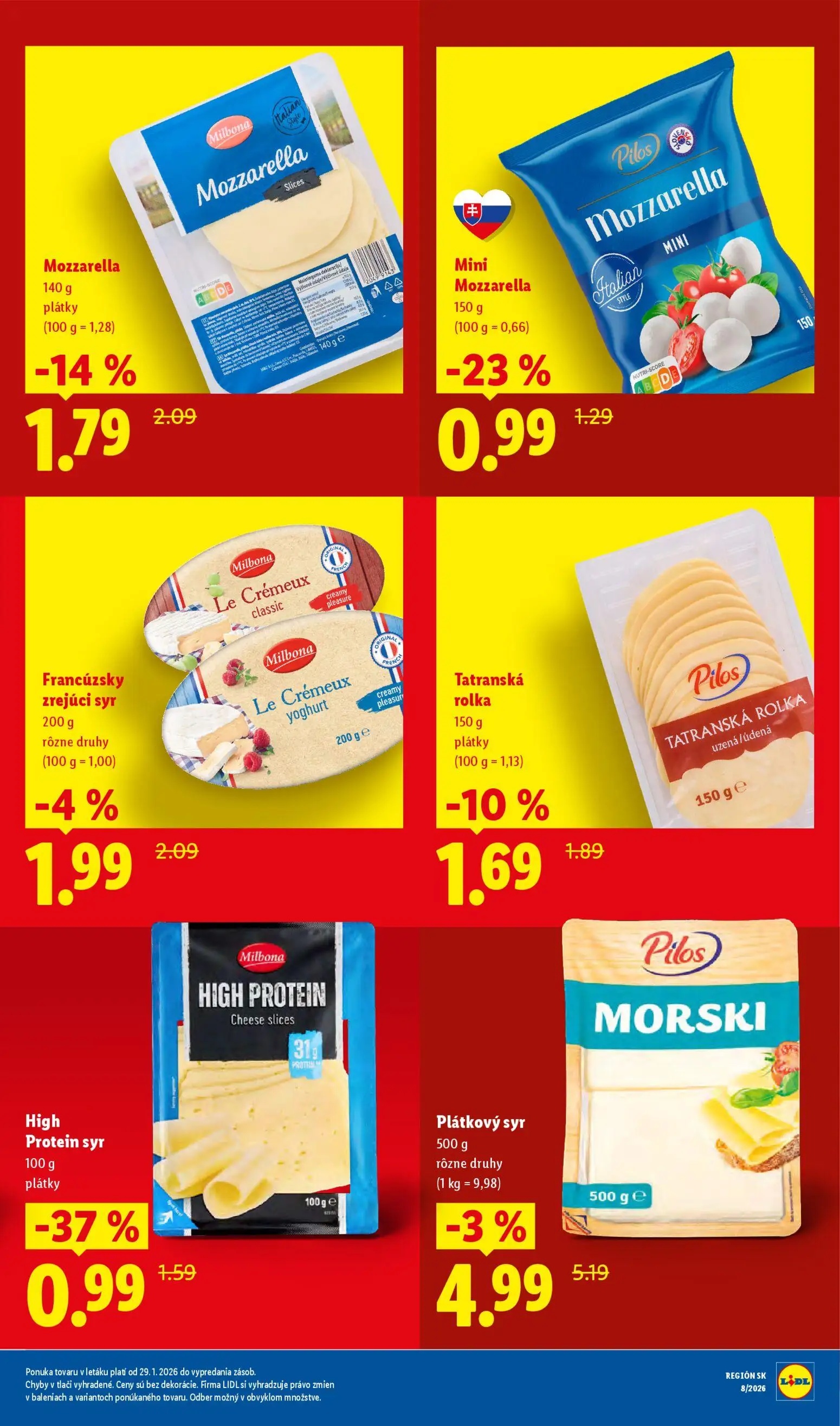 Lidl leták, strana 15 z 27 — High Protein syr, Mozzarella, Mini Mozzarella