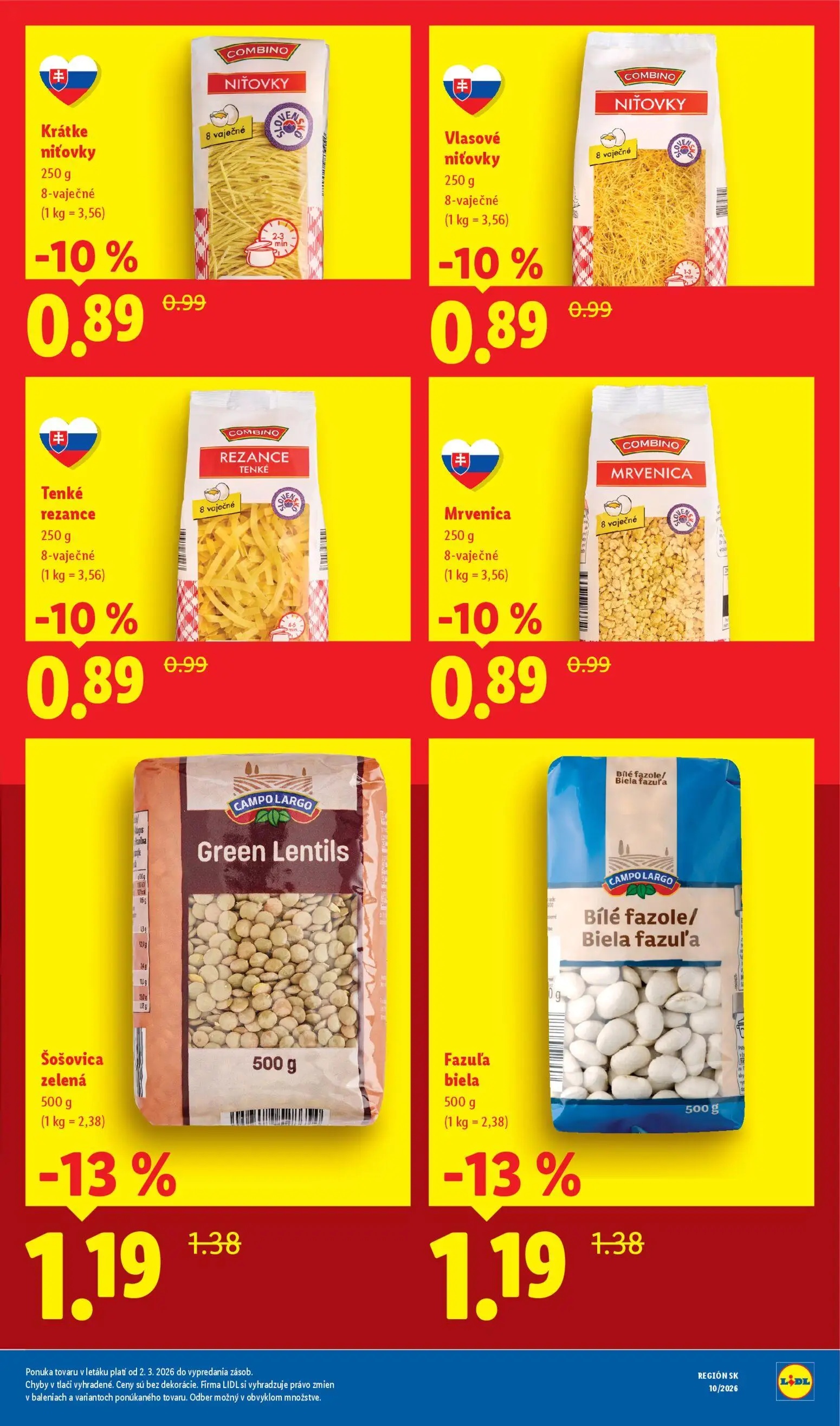 Lidl leták, strana 27 z 27 — Šošovica zelená, Fazuľa biela, Krátke niťovky