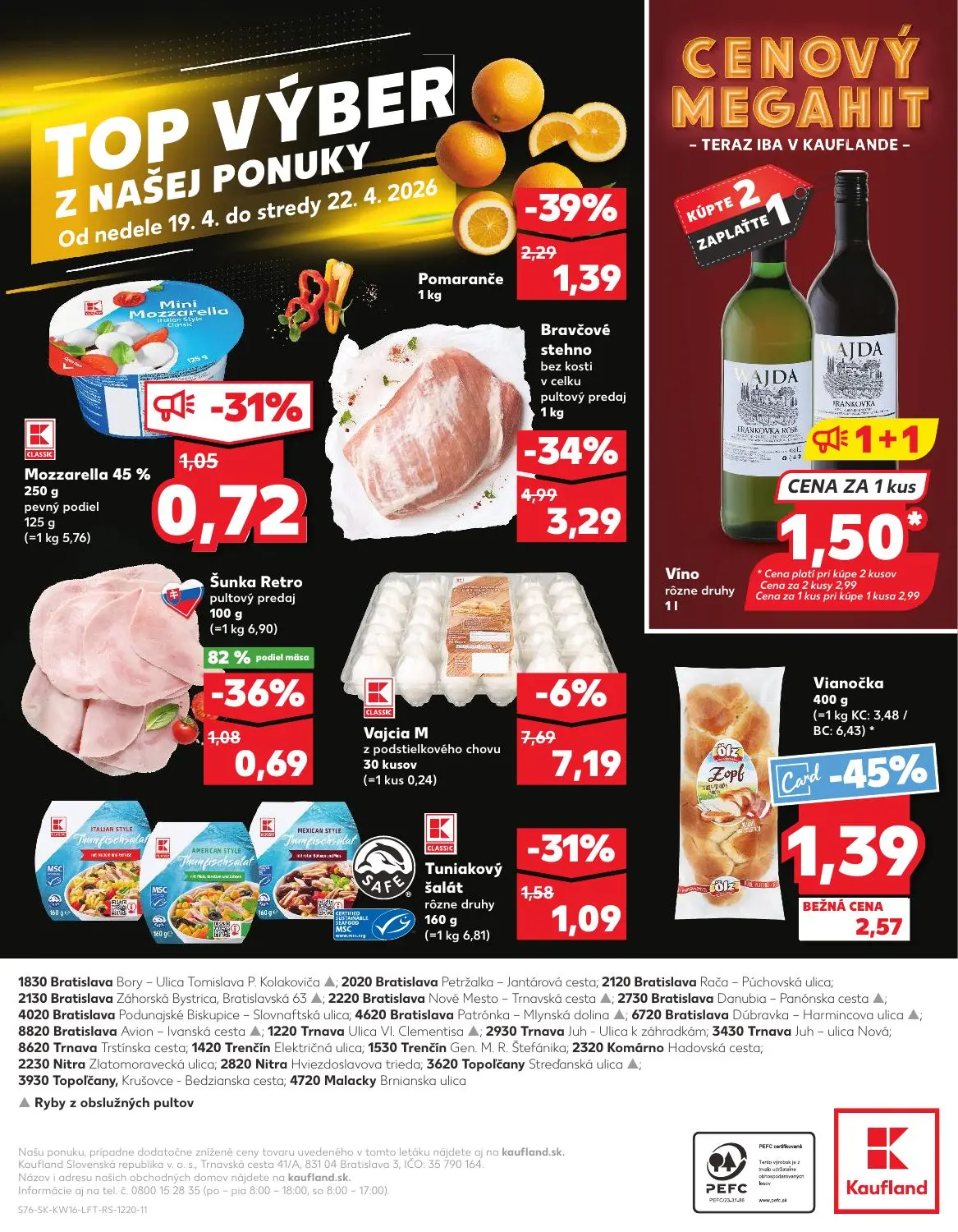 Kaufland leták, strana 76 z 76 — Víno, Šunka Retro pultový predaj