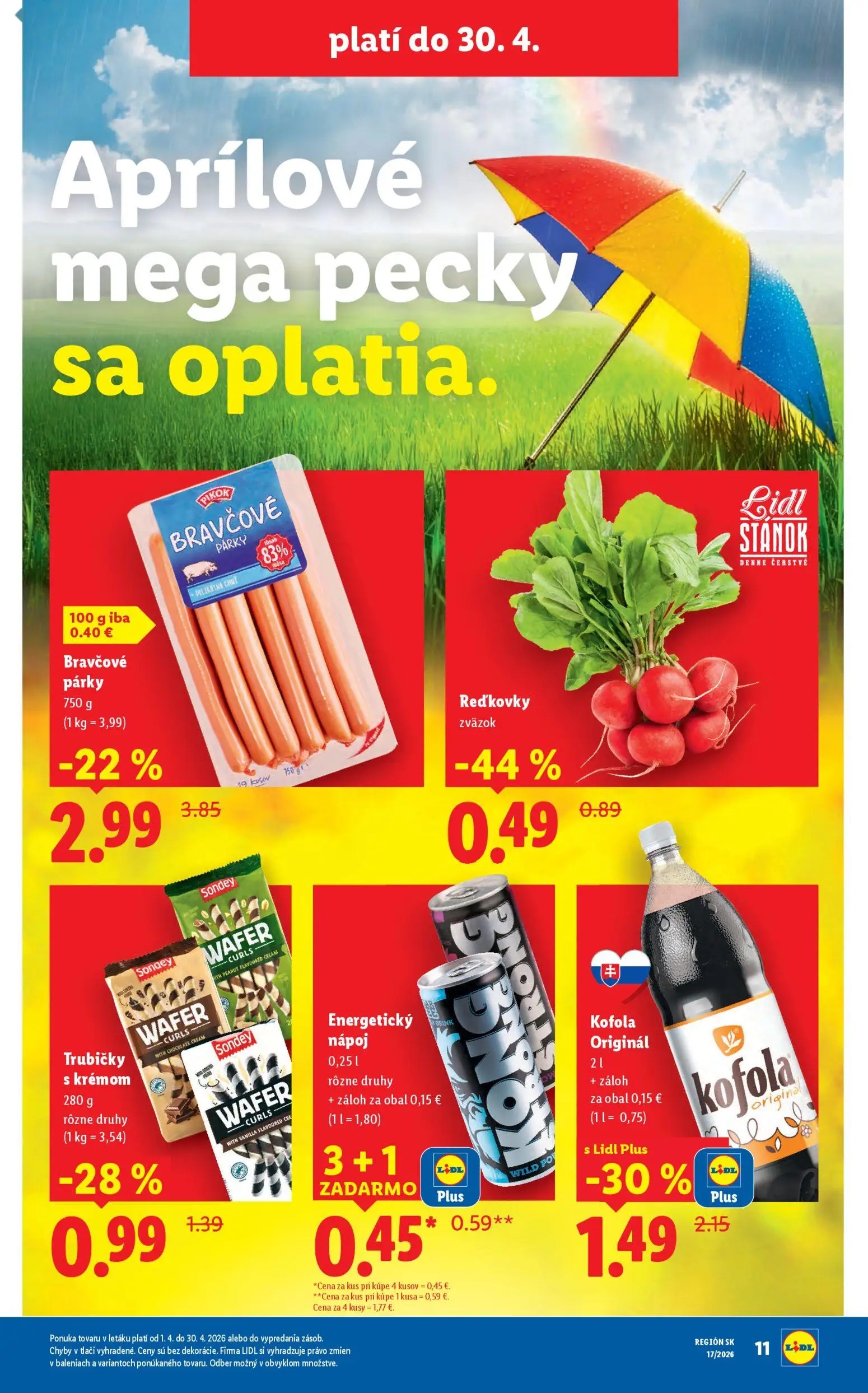 Lidl leták, strana 11 z 99 — Bravčové párky, Trubičky s krémom