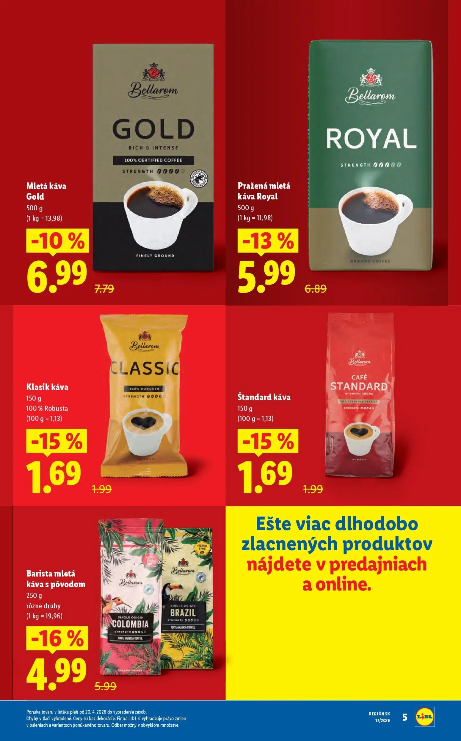 Lidl leták, strana 5 z 99 — Barista mletá káva s pôvodom, Pražená mletá káva Royal