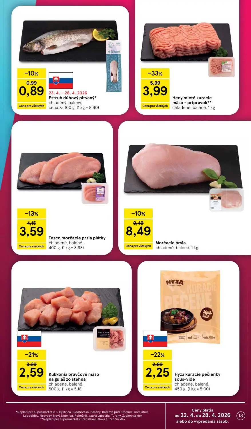 Tesco Supermarket leták, strana 13 z 28 — Pstruh dúhový pitvaný