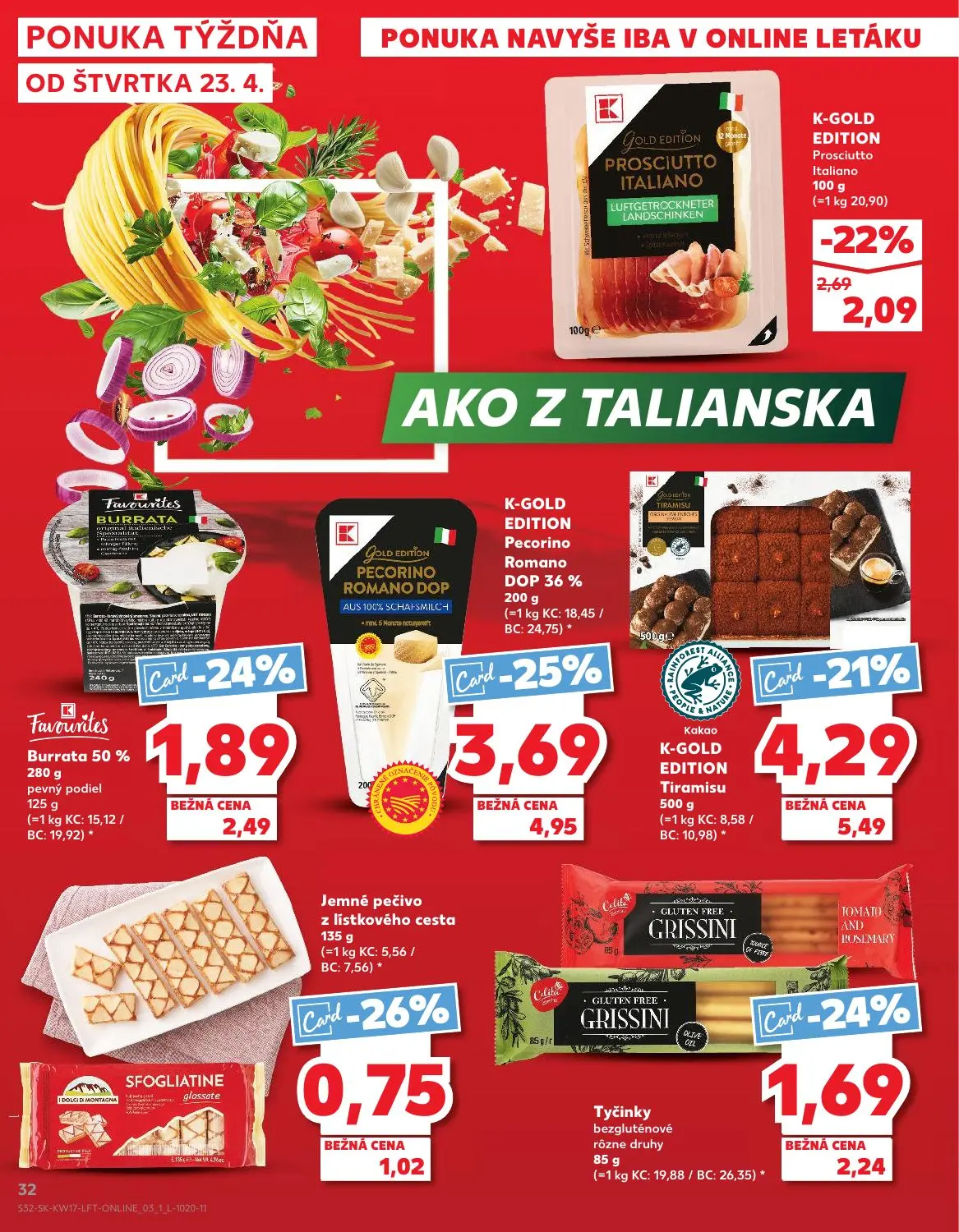 Kaufland leták, strana 32 z 76 — K-GOLD EDITION Pecorino Romano DOP 36%