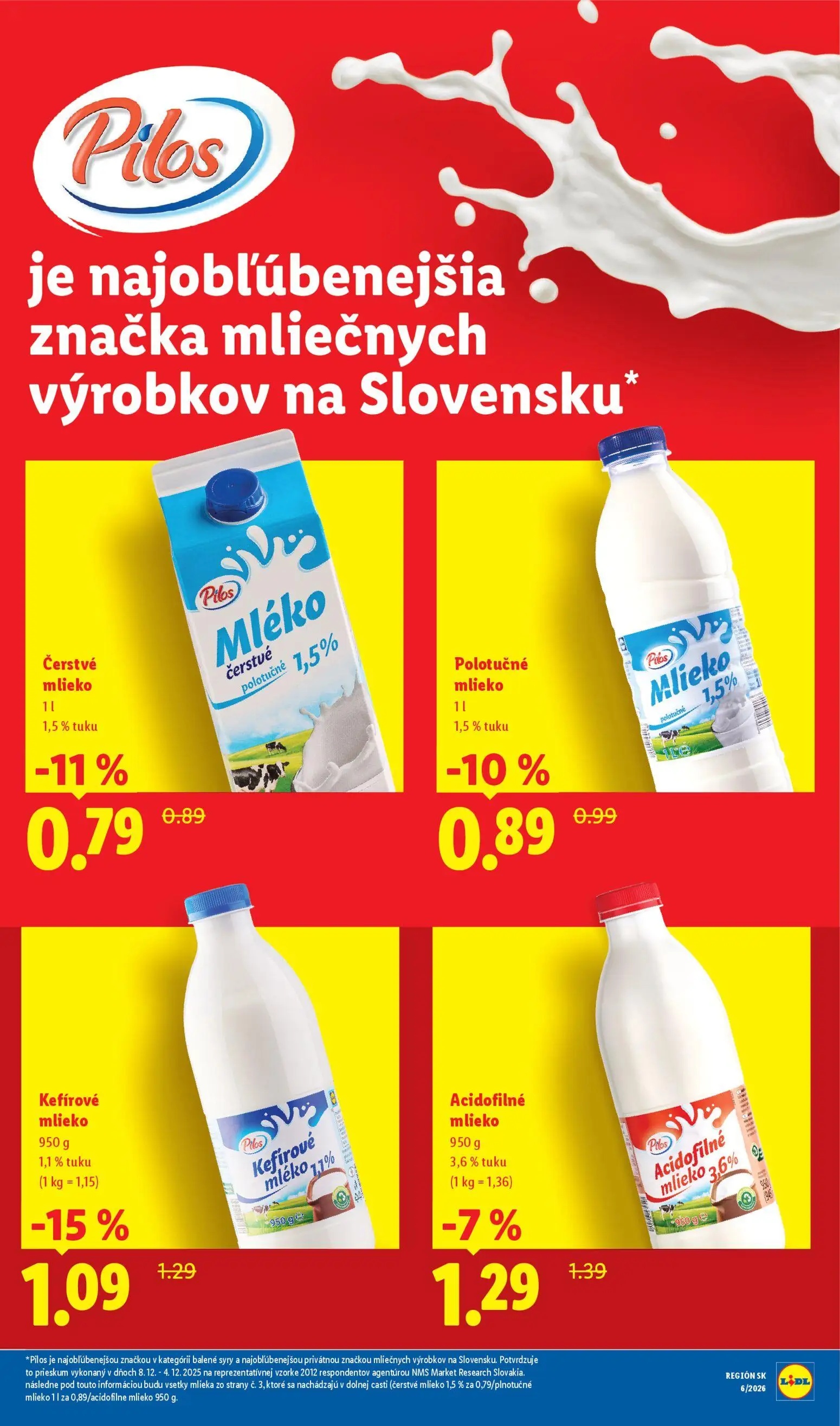 Lidl leták, strana 2 z 5 — Kefírové mlieko, Čerstvé mlieko, Polotučné mlieko