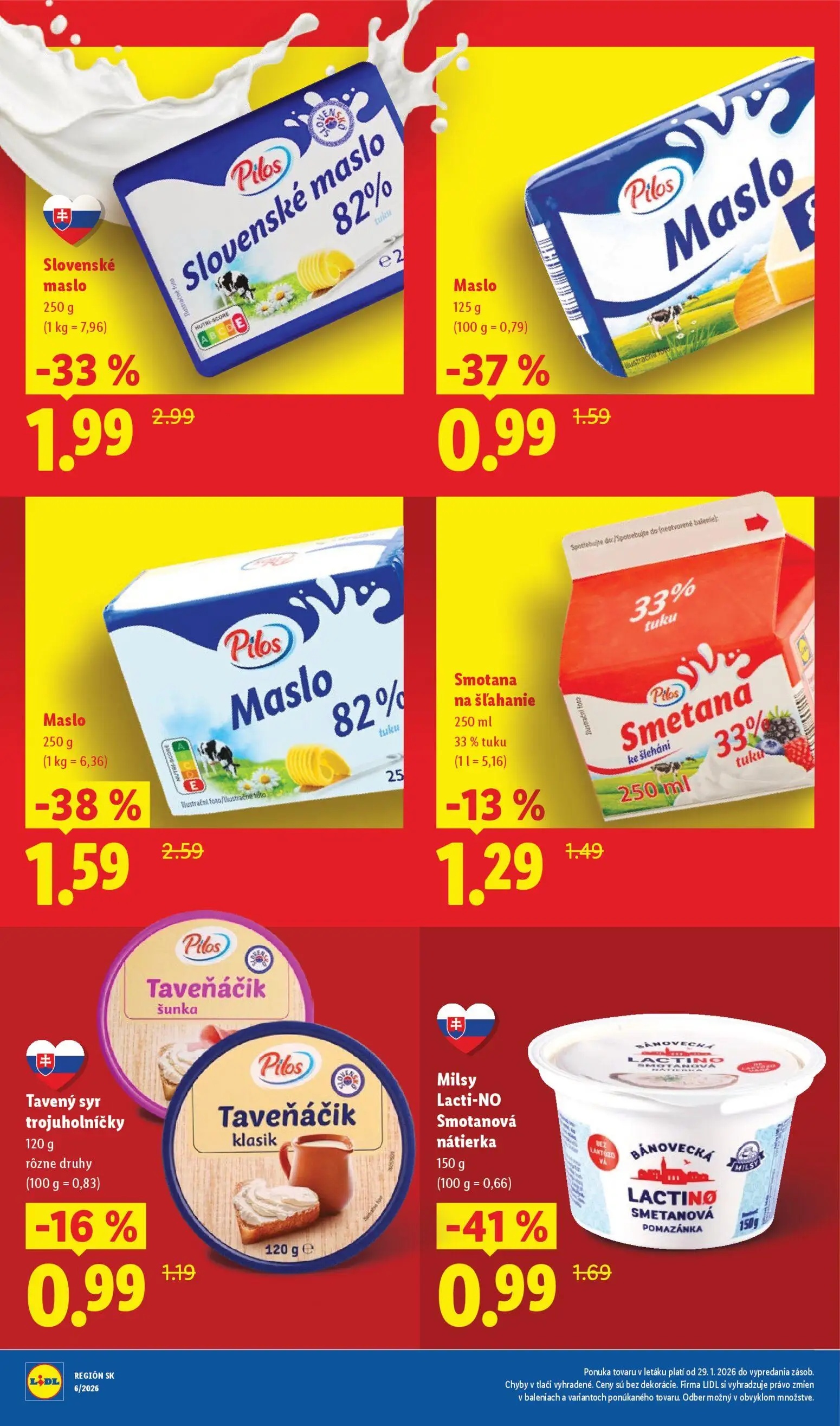 Lidl leták, strana 3 z 5 — Slovenské maslo, Maslo, Milsy Lacti-NO Smotanová nátierka