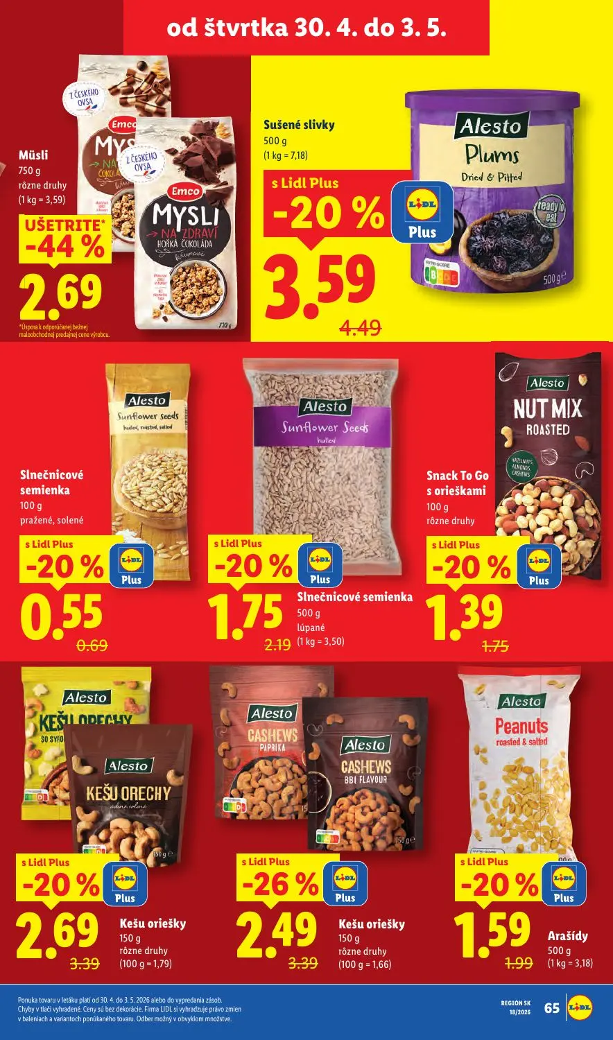 Lidl leták, strana 71 z 91 — Slnečnicové semienka lúpané