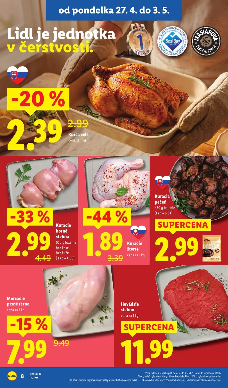 Lidl leták, strana 10 z 91 — Kuracie horné stehná, Kuracia pečeň