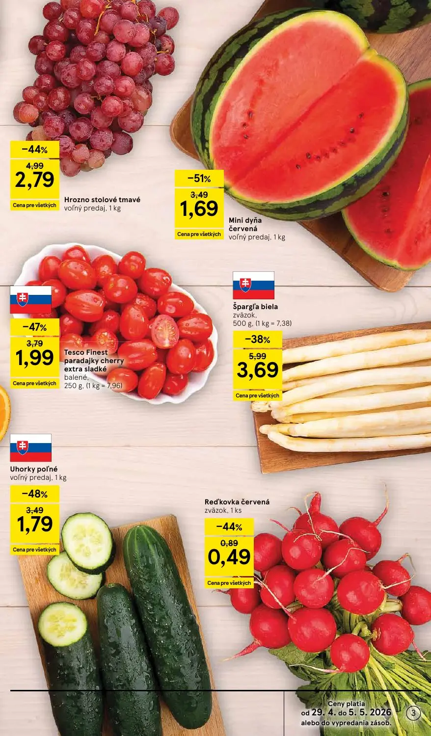 Tesco Supermarket leták, strana 3 z 30 — Tesco Finest paradajky cherry extra sladké balené