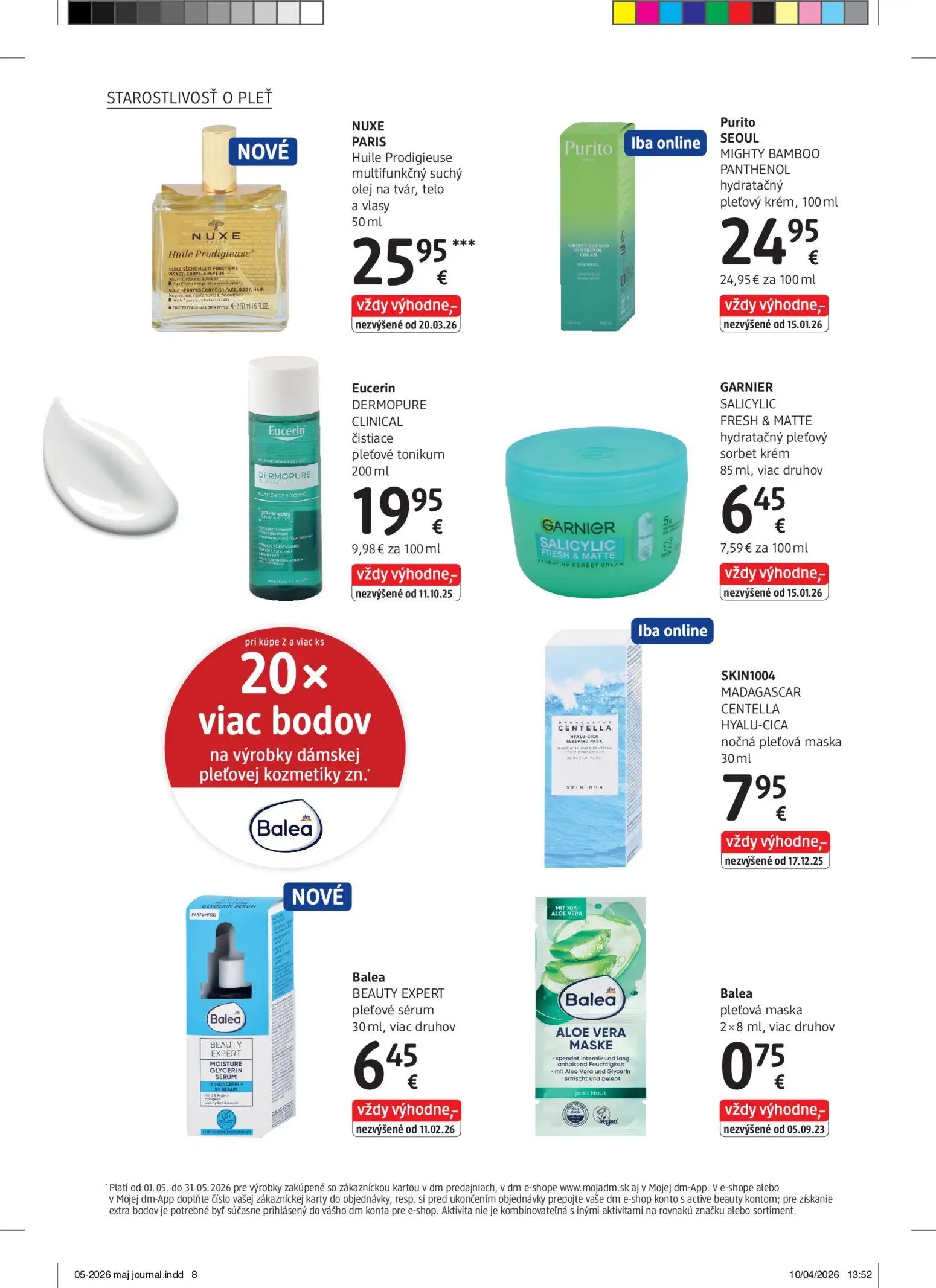DM Drogerie leták, strana 8 z 32 — Purito SEOUL MIGHTY BAMBOO PANTHENOL hydratačný pleťový krém, Eucerin DERMOPURE CLINICAL …