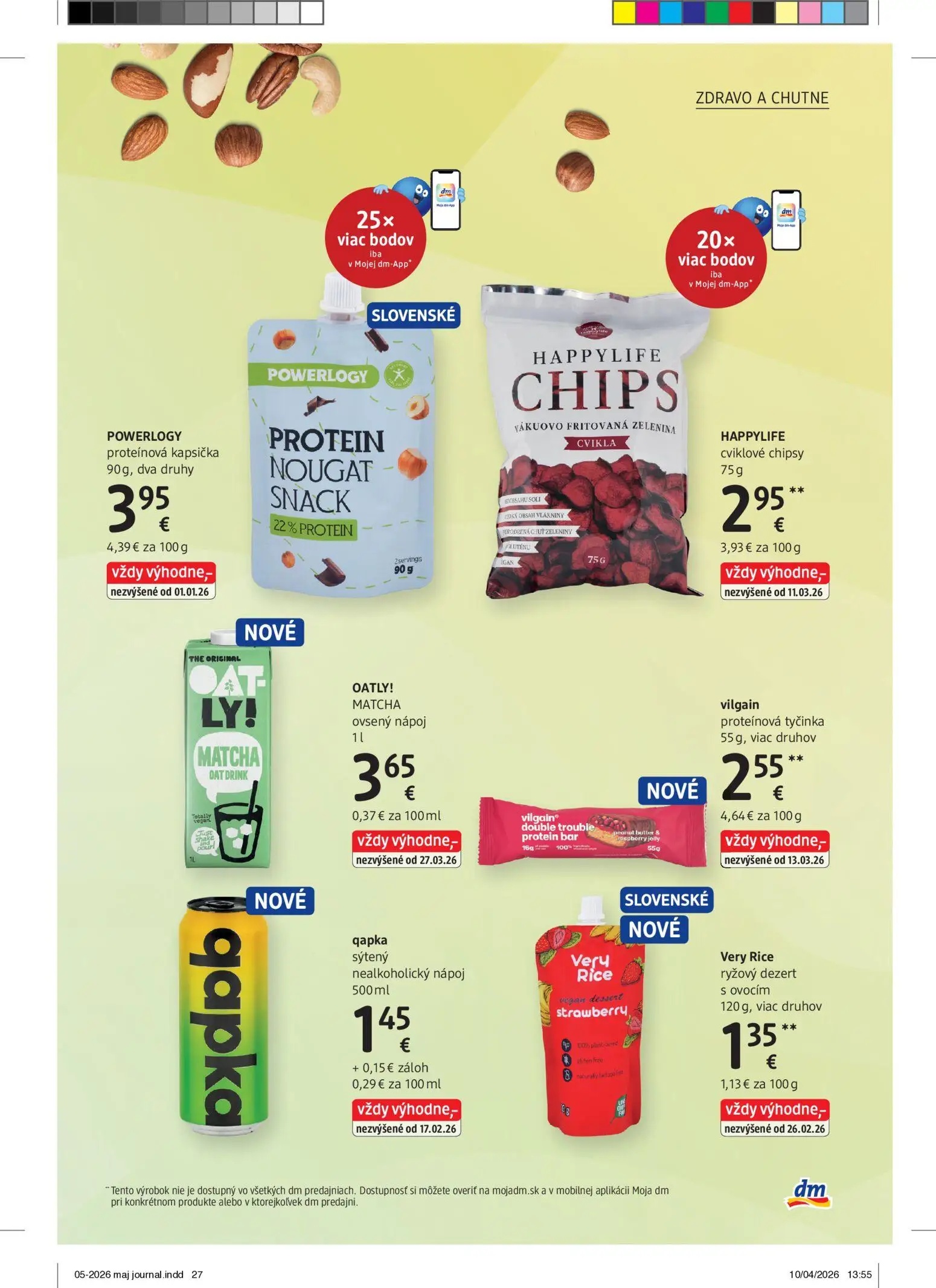 DM Drogerie leták, strana 27 z 32 — POWERLOGY proteínová kapsička, HAPPYLIFE cviklové chipsy, OATLY! MATCHA ovsený nápoj