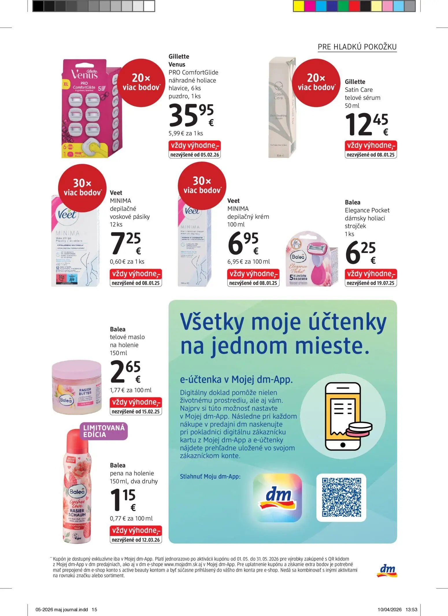 DM Drogerie leták, strana 15 z 32 — Gillette Venus PRO ComfortGlide náhradné holiace hlavice, 6 ks puzdro, 1ks, Gillette Sat…