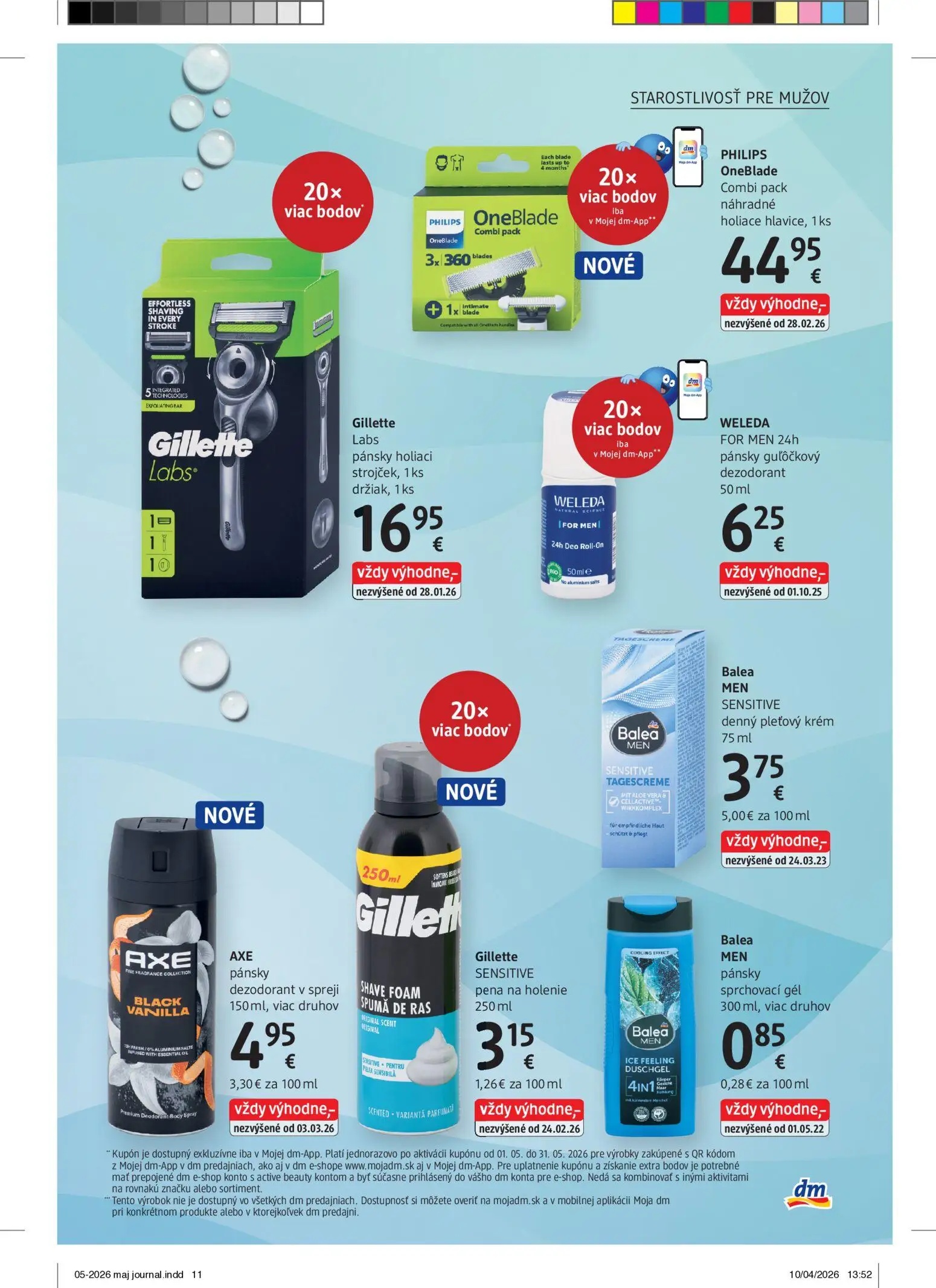 DM Drogerie leták, strana 11 z 32 — PHILIPS OneBlade Combi pack náhradné holiace hlavice, Gillette Labs pánsky holiaci stroj…