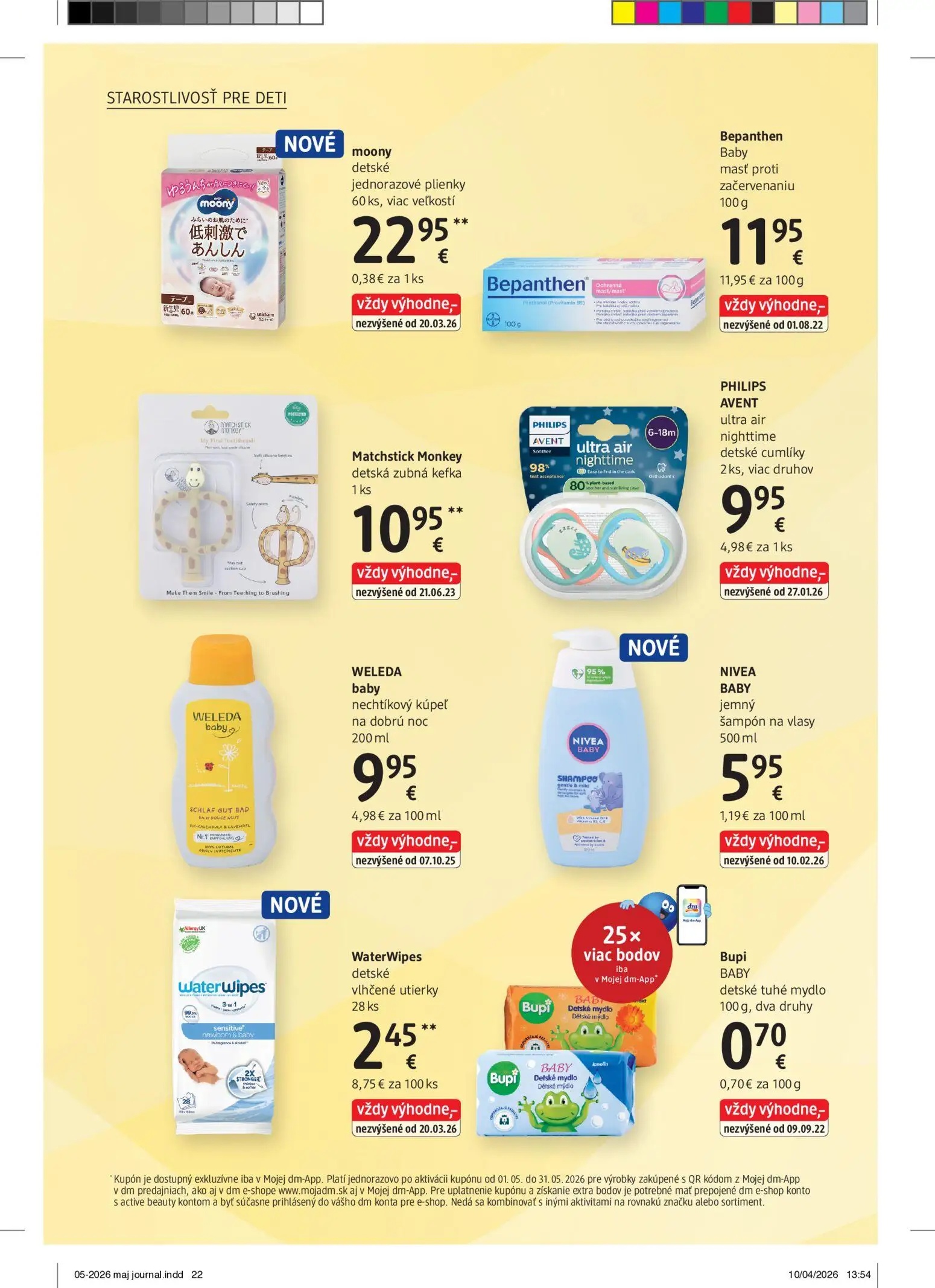 DM Drogerie leták, strana 22 z 32 — WELEDA baby nechtíkový kúpeľ na dobrú noc, NIVEA BABY jemný šampón na vlasy, Bupi BABY d…