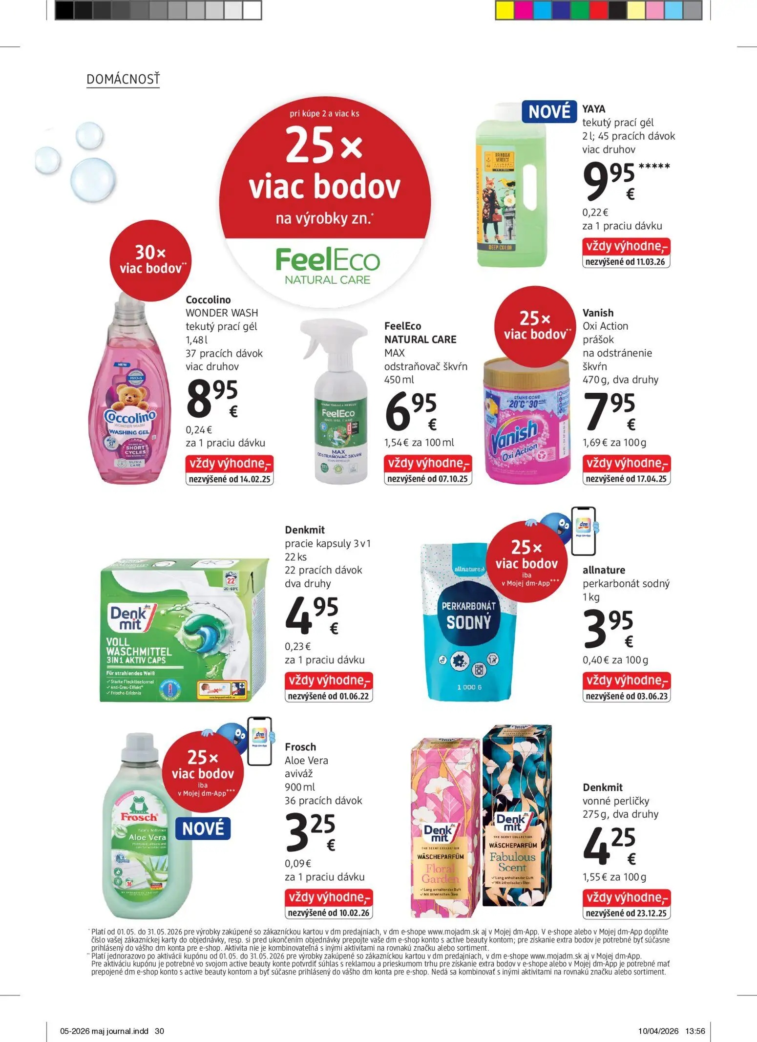 DM Drogerie leták, strana 30 z 32 — YAYA tekutý prací gél, Coccolino WONDER WASH tekutý prací gél, FeelEco NATURAL CARE MAX …