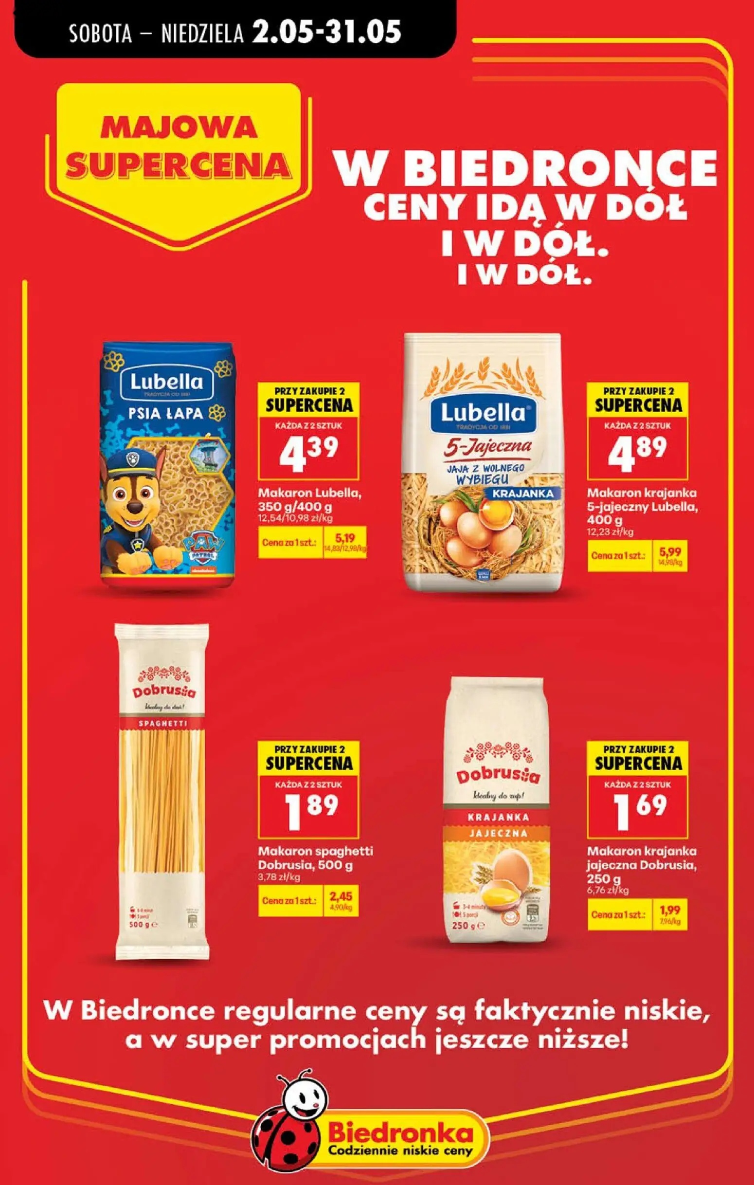 Biedronka gazetka, strona 13 z 21 — Makaron krajanka 5-jajeczny Lubella, Makaron Lubella, PSIA ŁAPA, Makaron spaghetti Dobru…