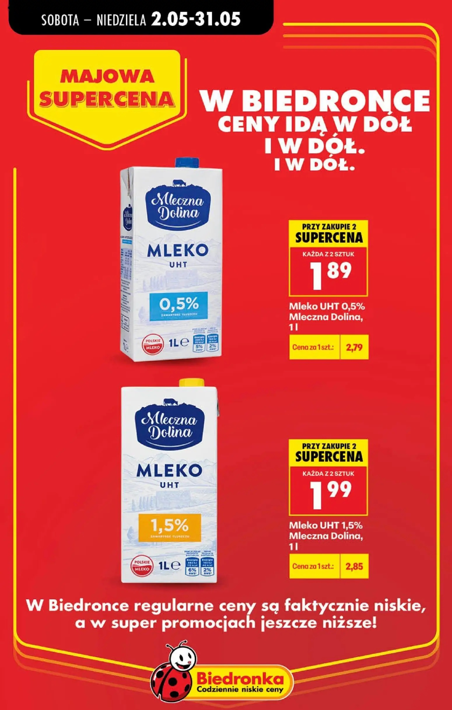 Biedronka gazetka, strona 3 z 21 — Mleko UHT 0,5% Mleczna Dolina, Mleko UHT 1,5% Mleczna Dolina