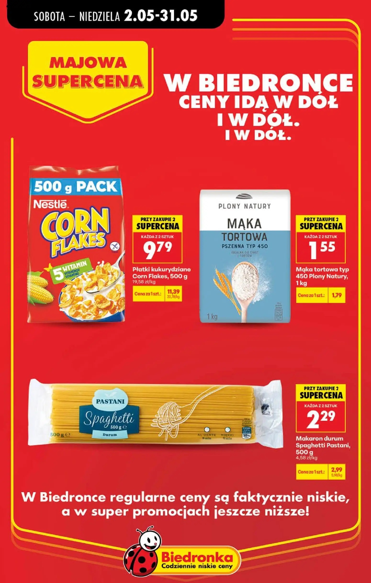 Biedronka gazetka, strona 11 z 21 — Płatki kukurydziane Corn Flakes, Makaron durum Spaghetti Pastani, Mąka tortowa typ 450 P…