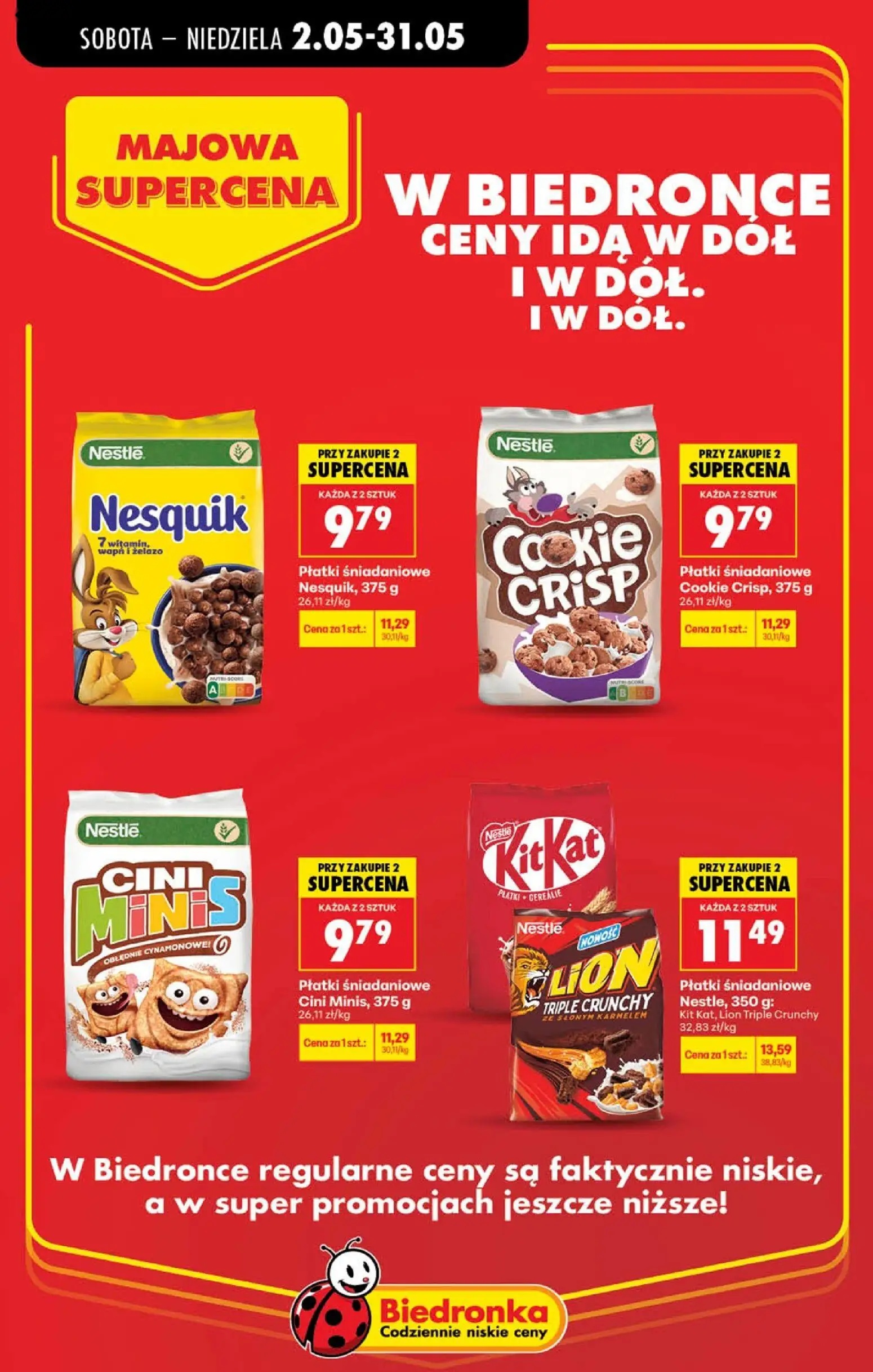 Biedronka gazetka, strona 18 z 21 — Płatki śniadaniowe Nestle, Kit Kat, Lion Triple Crunchy, Płatki śniadaniowe Nesquik, Pła…