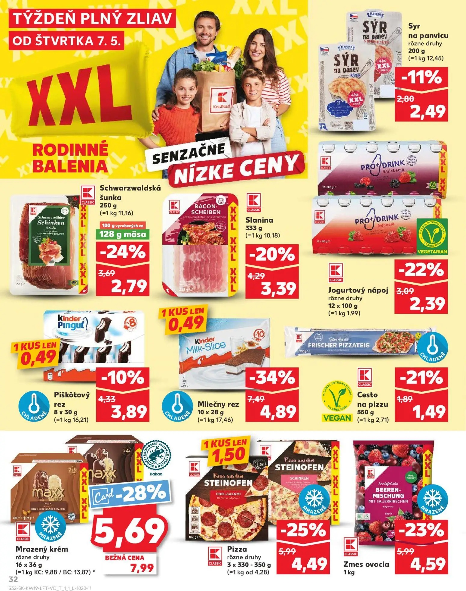 Kaufland leták, strana 32 z 76 — Mliečny rez, Mrazený krém, Schwarzwaldská šunka