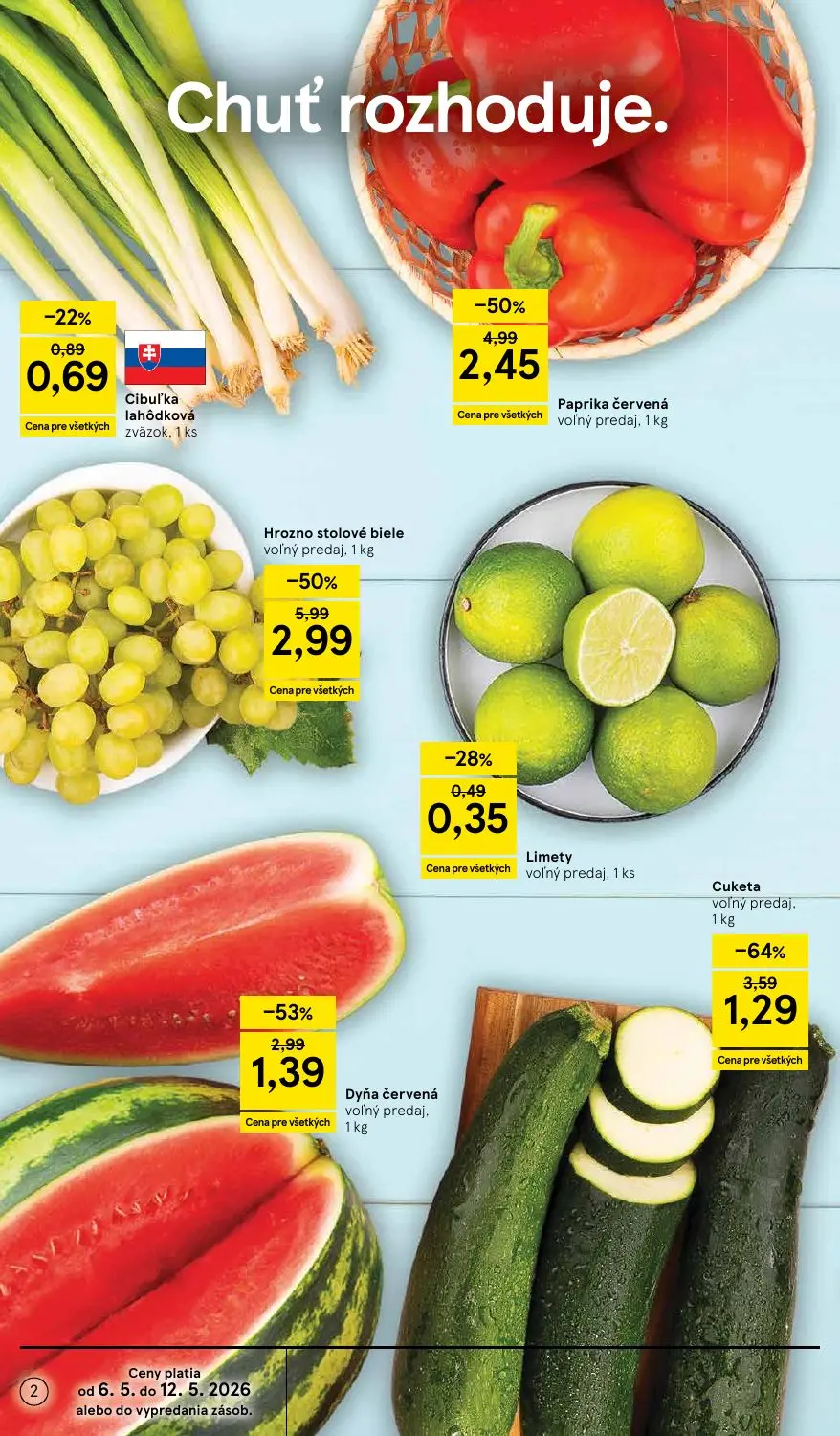 Tesco Supermarket leták, strana 2 z 31 — Hrozno stolové biele, Paprika červená