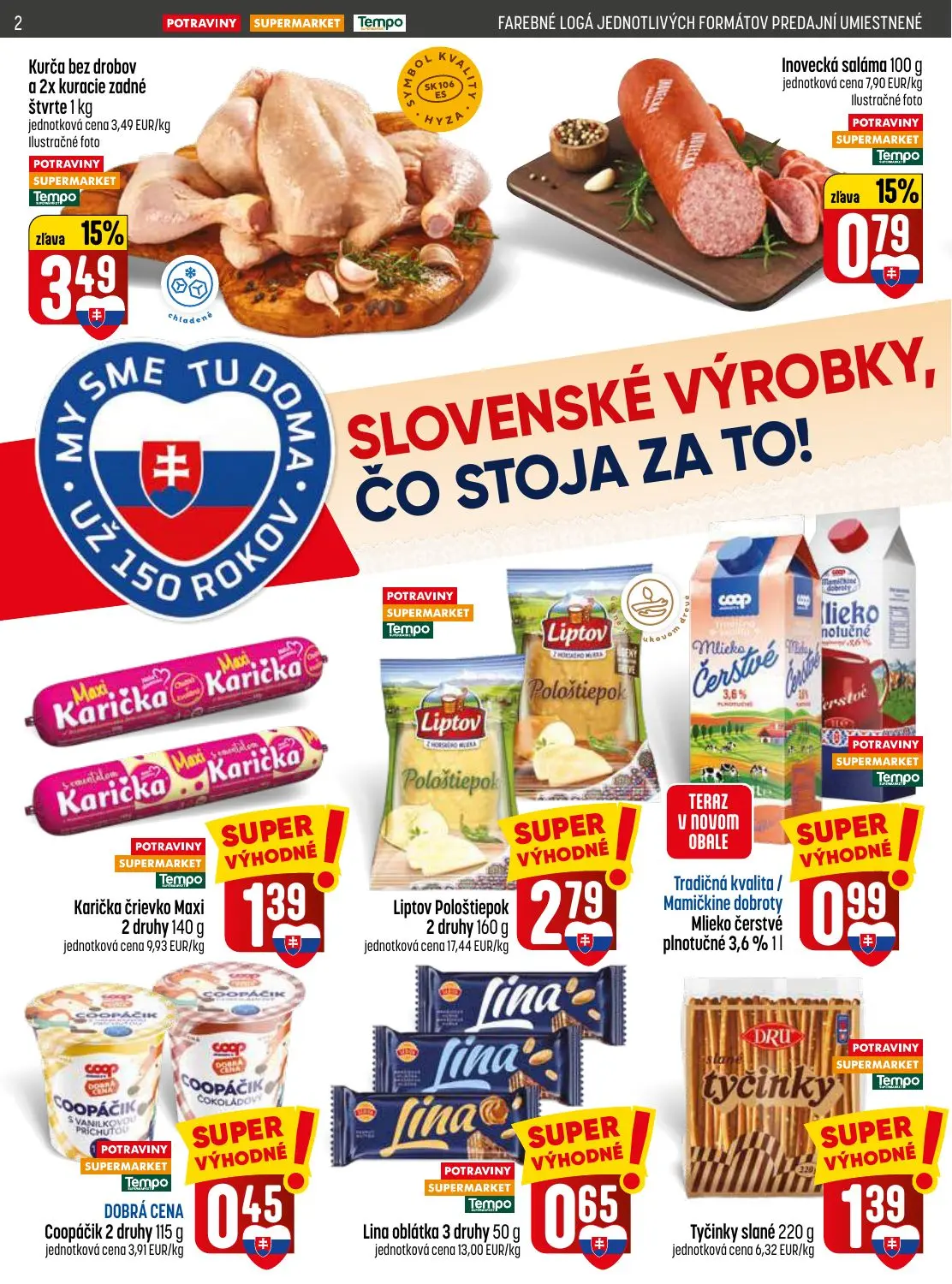 Coop Jednota leták, strana 2 z 28 — Karička črievko Maxi, Liptov Pološtiepok, Mlieko čerstvé plnotučné 3,6%