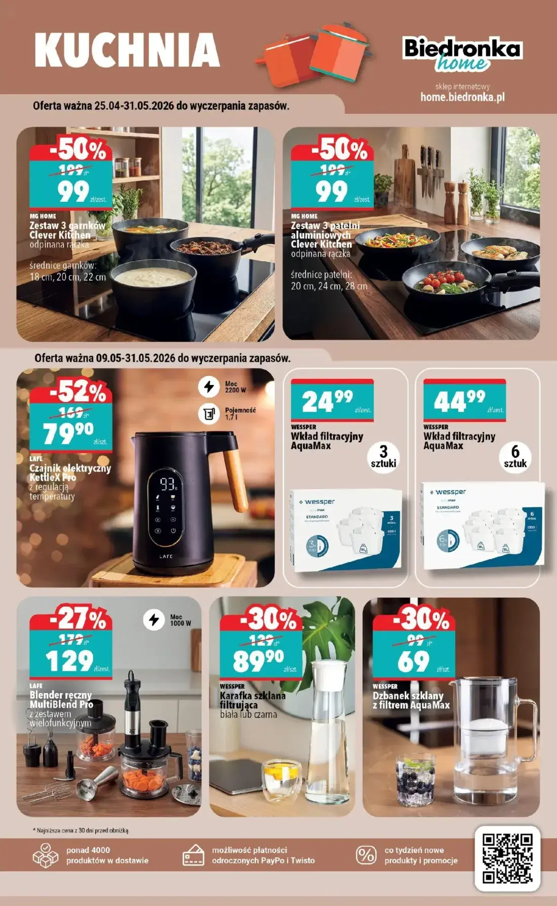 Biedronka gazetka, strona 3 z 7 — Zestaw 3 garnków Clever Kitchen, Zestaw 3 patelni aluminiowych Clever Kitchen, Czajnik ele…