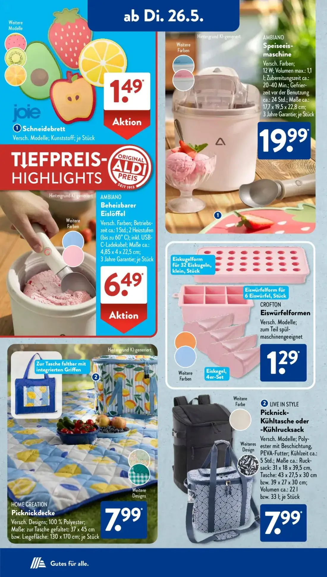 Aldi Süd Prospekt, Seite 5 von 25 — HOME CREATION Picknickdecke, LIVE IN STYLE Picknick-Kühltasche oder -Kühlrucksack