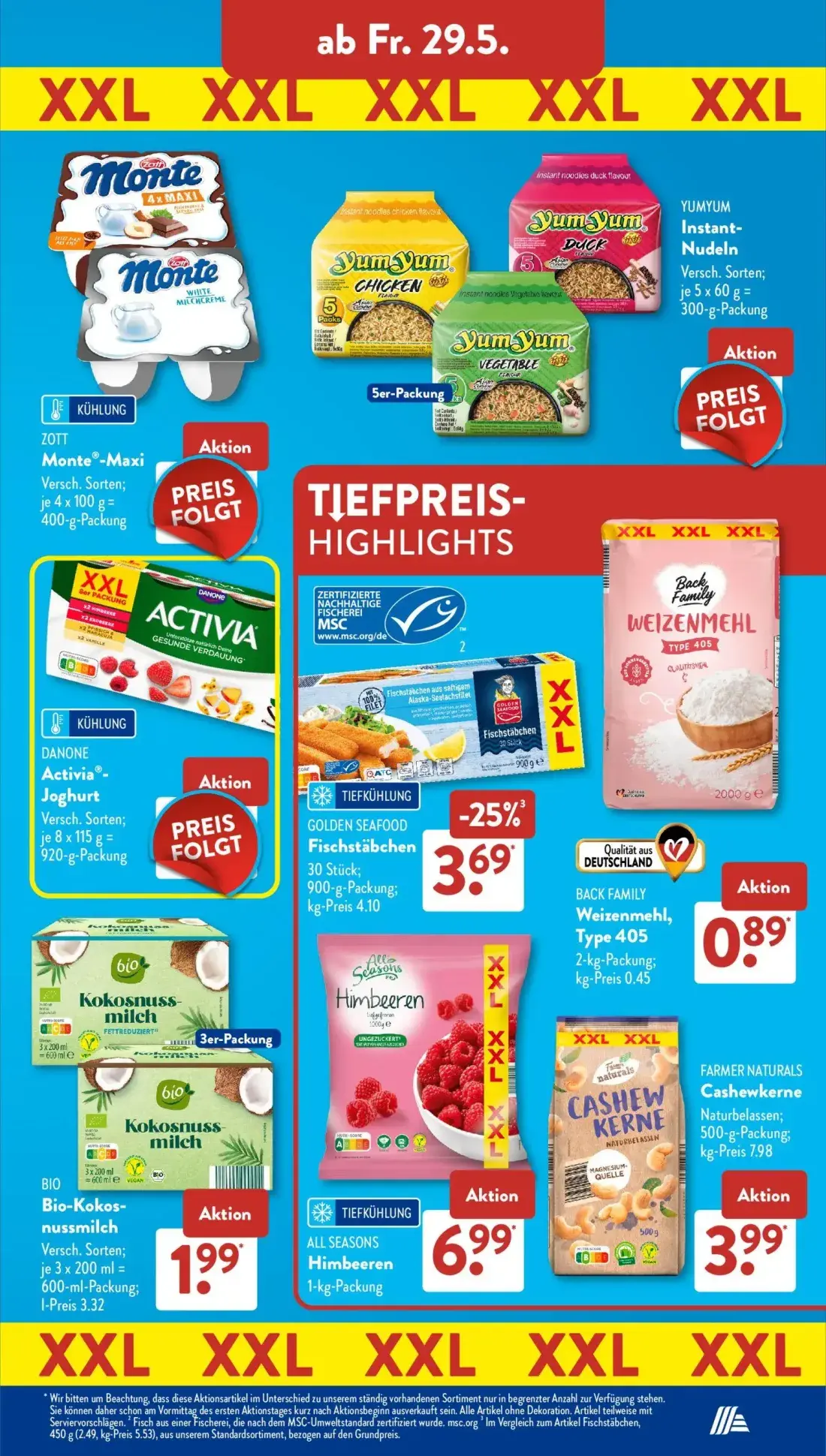 Aldi Süd Prospekt, Seite 14 von 25 — BACK FAMILY Weizenmehl, Type 405, ALL SEASONS Himbeeren